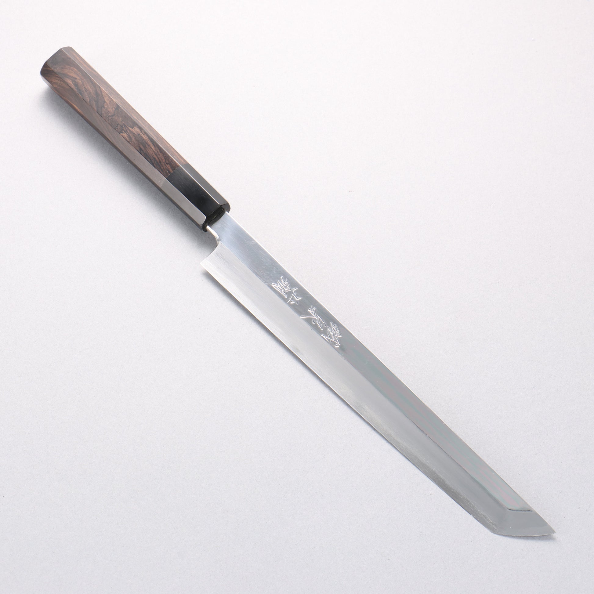 鐵泉 田中作 玉鋼 先丸柳刃包丁 240mm 黒檀柄 鞘付き - 清助刃物