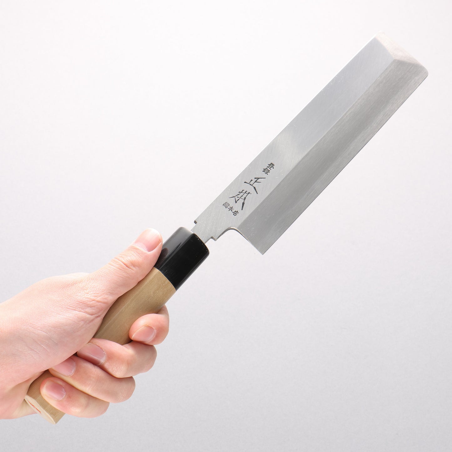 正本総本店 本霞 白ニ鋼 角型薄刃包丁 180mm 朴柄 - 清助刃物