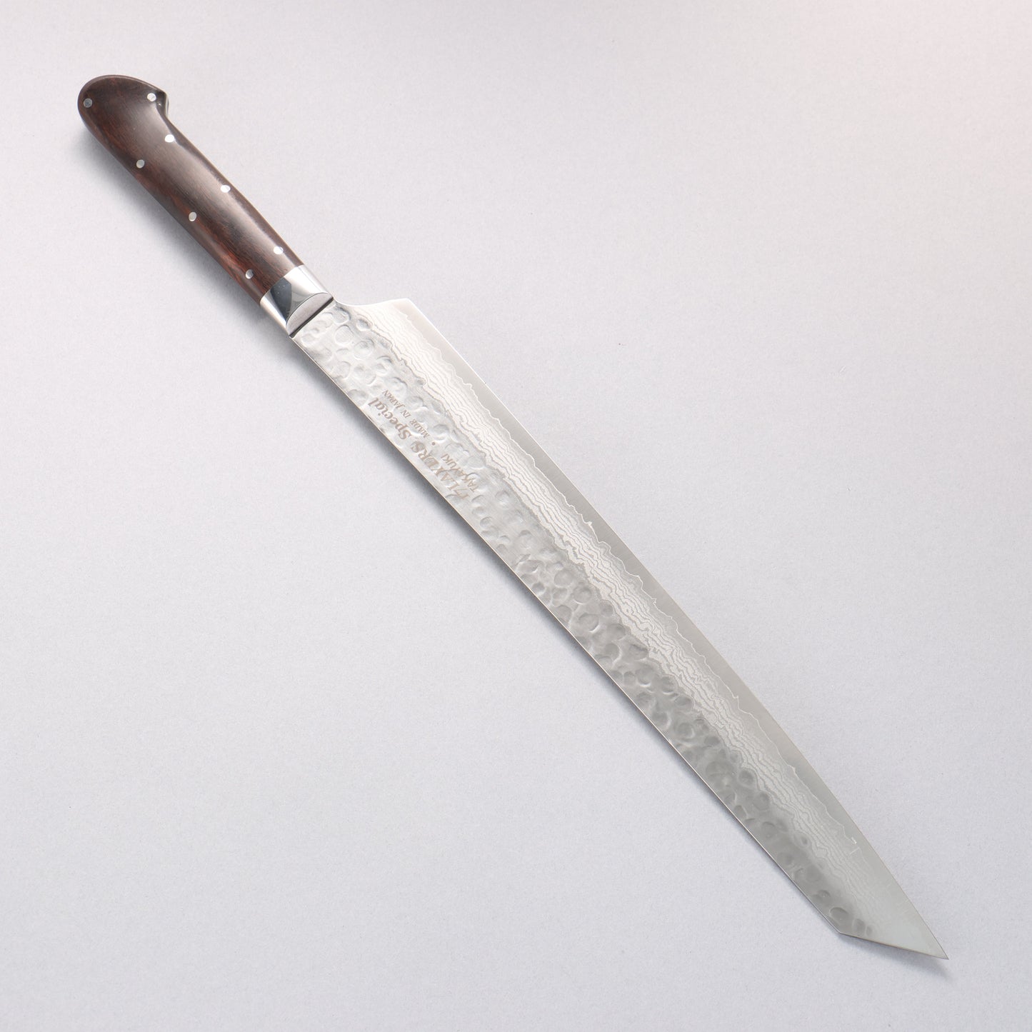 堺 孝行 V金10号 17層ダマスカス 切付柳刃包丁 300mm デザートアイアンウッド（杉原モデル）柄 - 清助刃物