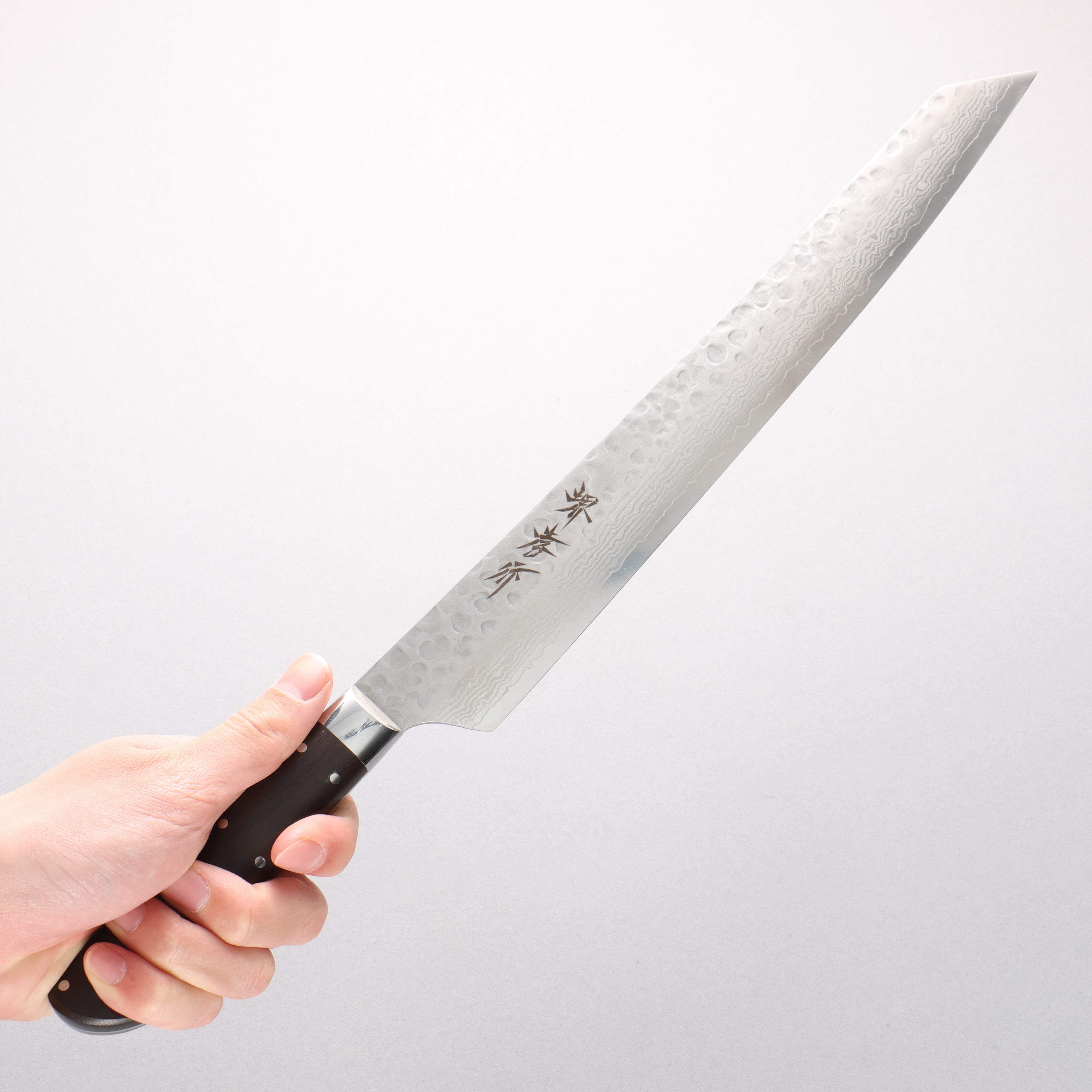 堺 孝行 V金10号 17層ダマスカス 切付柳刃包丁 300mm デザートアイアンウッド（杉原モデル）柄 - 清助刃物