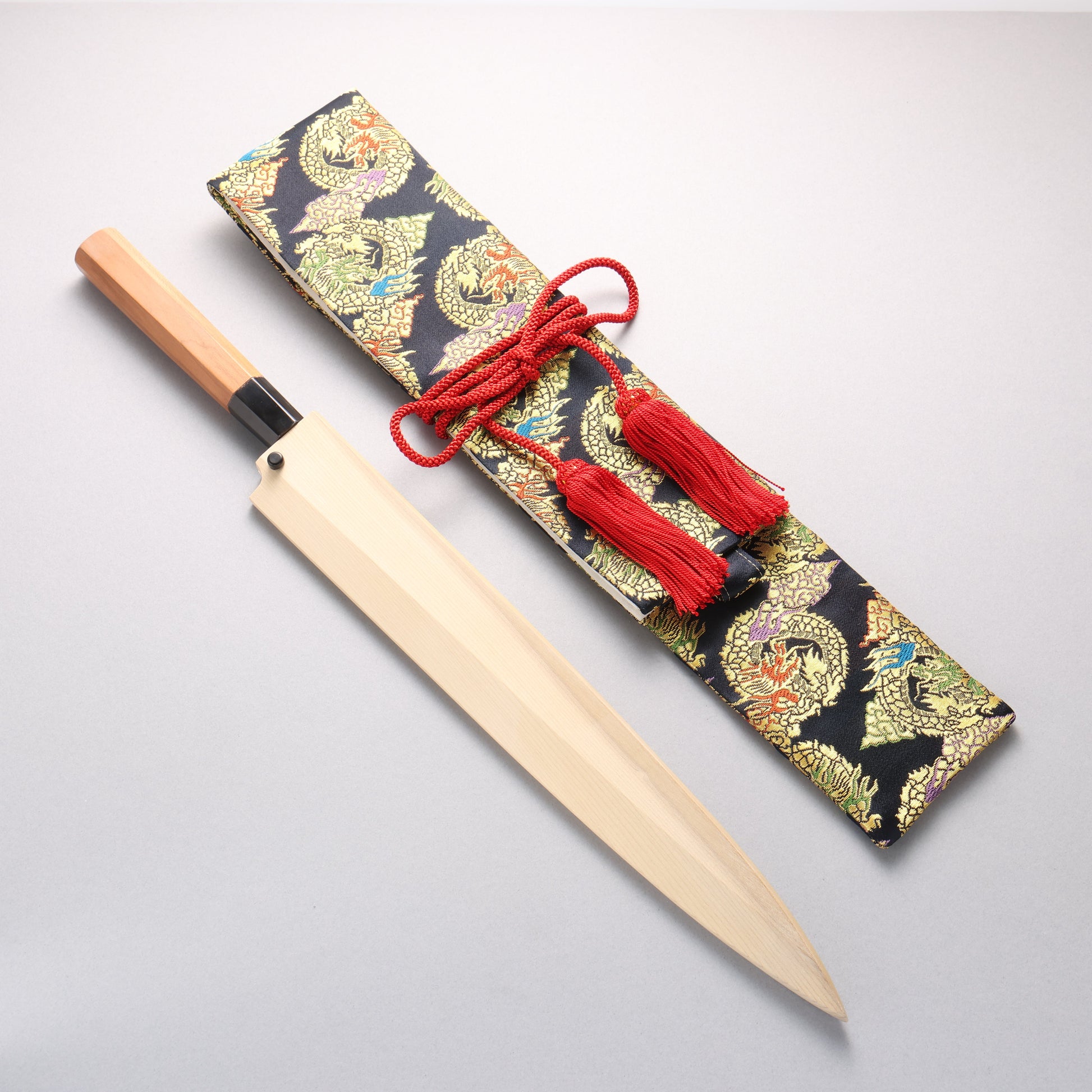 鐵泉 田中作 玉鋼 柳刃包丁 315mm 山桜柄 鞘付き - 清助刃物