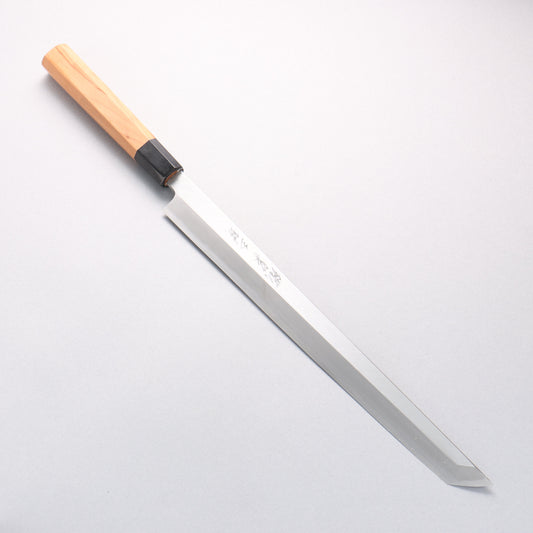 鐵泉 田中作 玉鋼 先丸柳刃包丁 315mm 山桜柄 鞘付き - 清助刃物