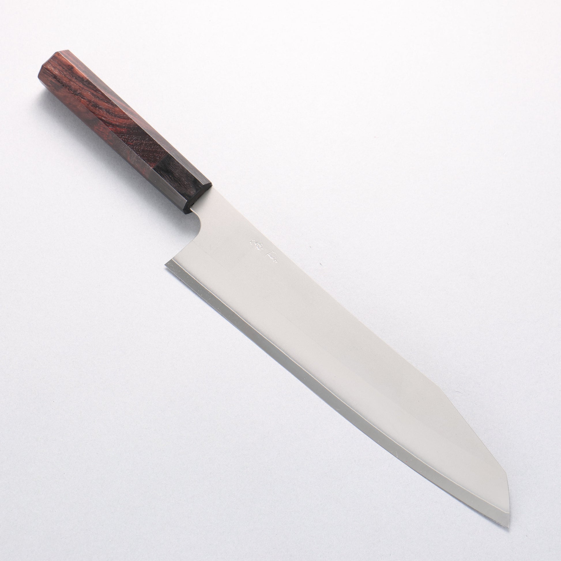 達磨 銀三鋼 切付牛刀包丁 240mm 紫檀 (口輪：黒合板)柄 - 清助刃物
