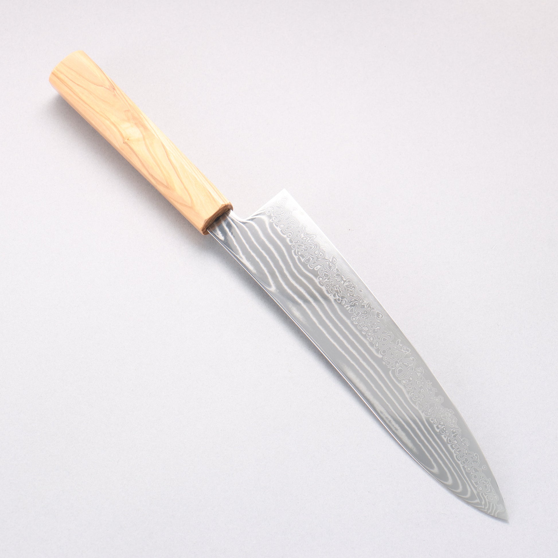 寛丈 SG2 ダマスカス 波形 牛刀包丁 210mm オリーブの木柄 - 清助刃物