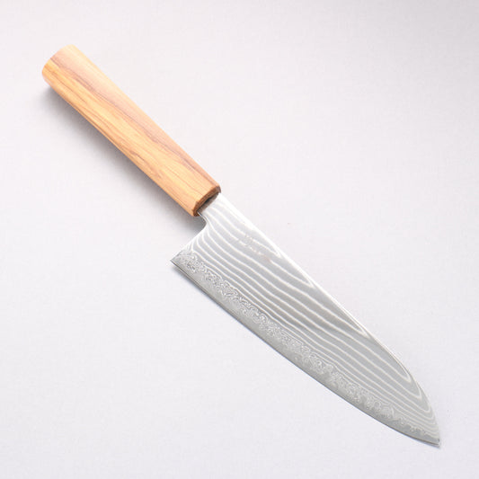 寛丈 SG2 ダマスカス 波形 三徳包丁 180mm オリーブの木柄 - 清助刃物