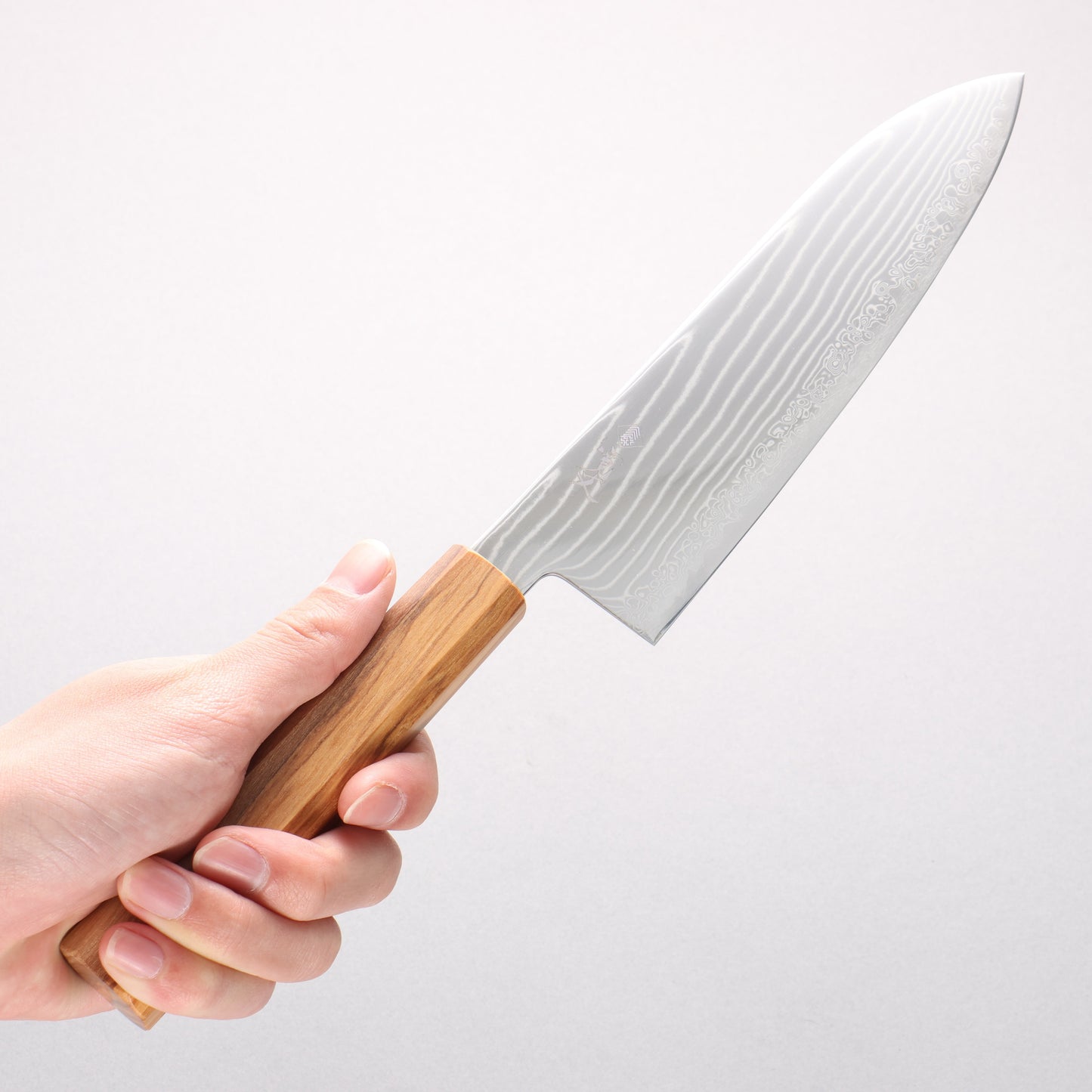寛丈 SG2 ダマスカス 波形 三徳包丁 180mm オリーブの木柄 - 清助刃物