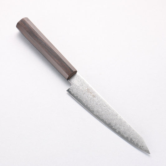 寛丈 V金10号 ダマスカス 切付ペティナイフ 150mm 黒檀柄 - 清助刃物