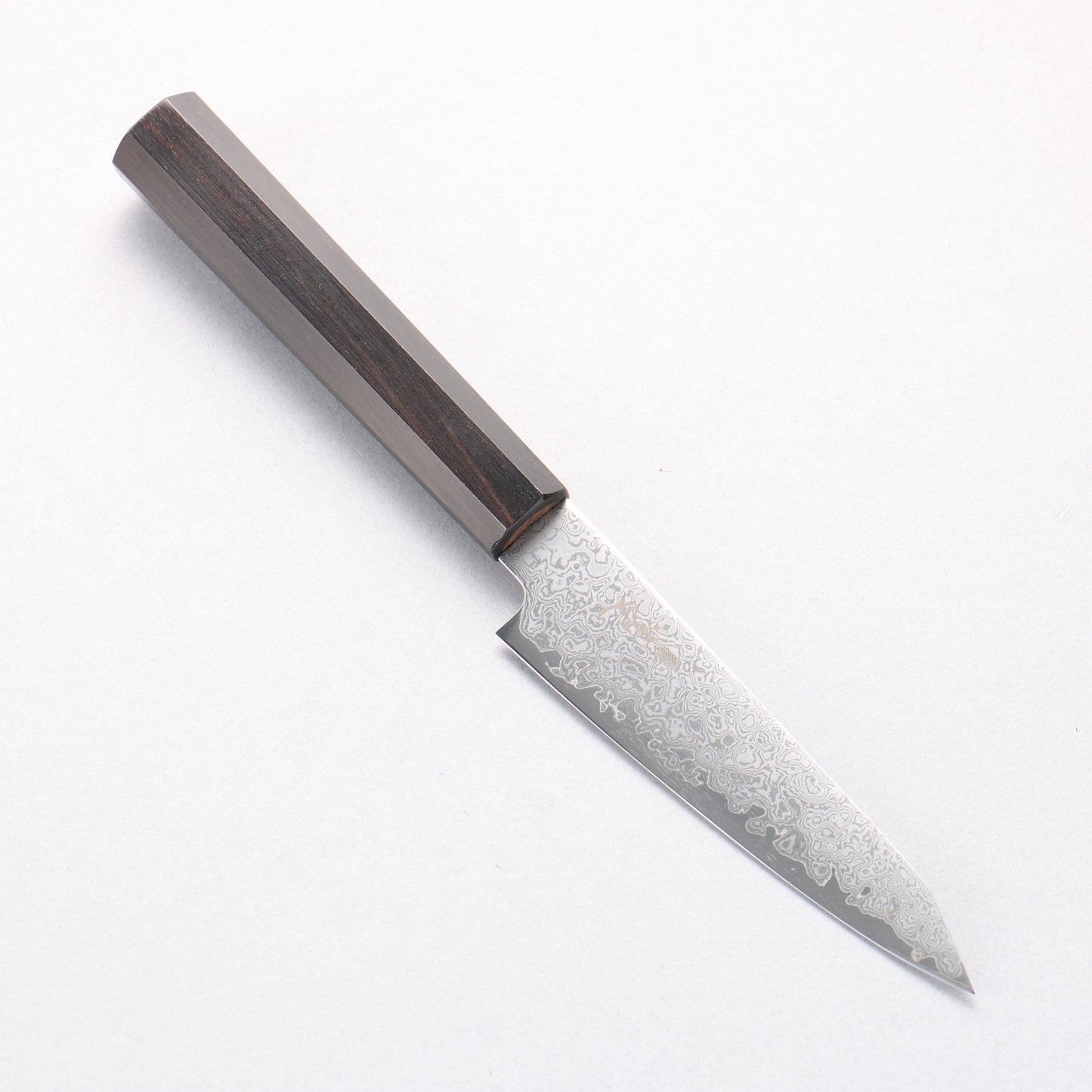 寛丈 V金10号 ダマスカス 切付ペティナイフ 120mm 黒檀柄 - 清助刃物