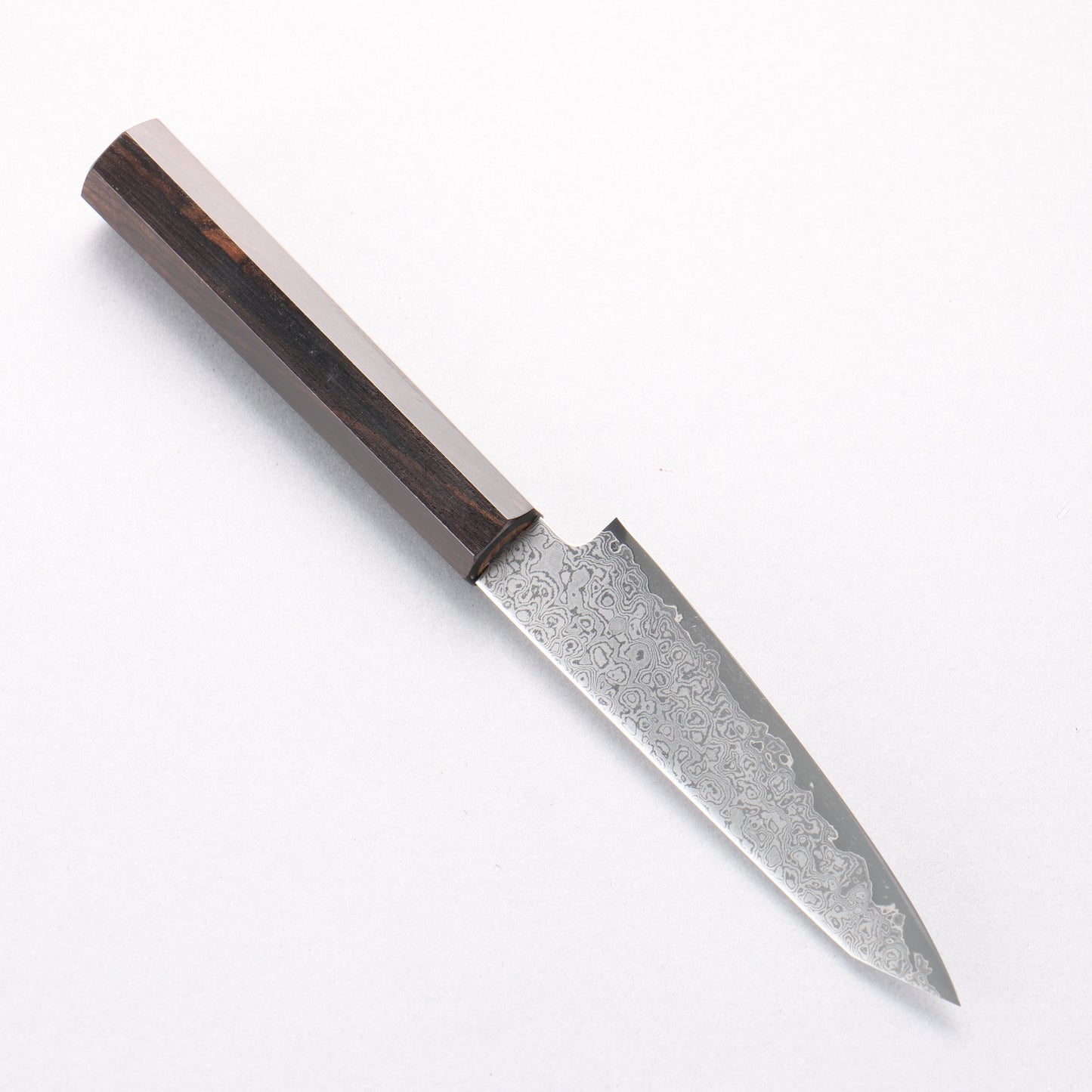 寛丈 V金10号 ダマスカス 切付ペティナイフ 120mm 黒檀柄 - 清助刃物