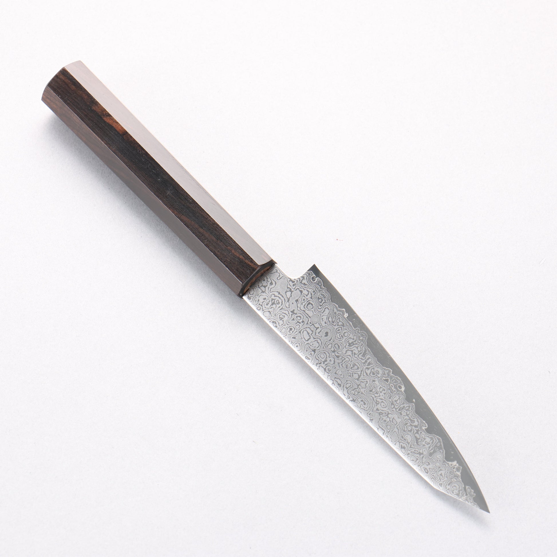 寛丈 V金10号 ダマスカス 切付ペティナイフ 120mm 黒檀柄 - 清助刃物