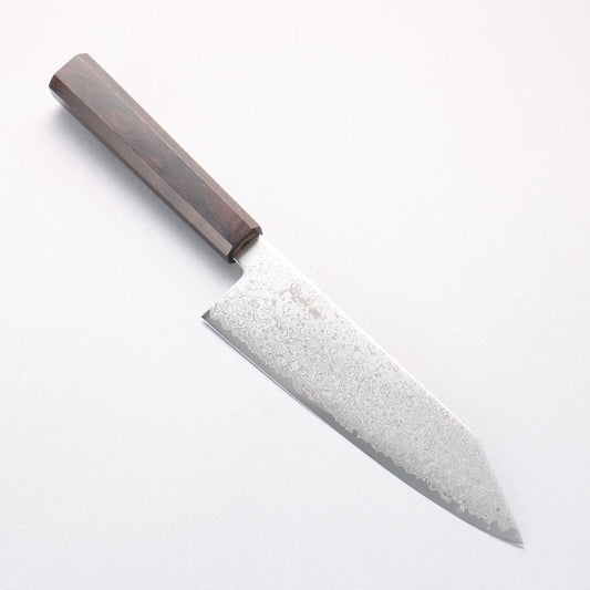 寛丈 V金10号 ダマスカス 切付三徳包丁 180mm 黒檀柄 - 清助刃物
