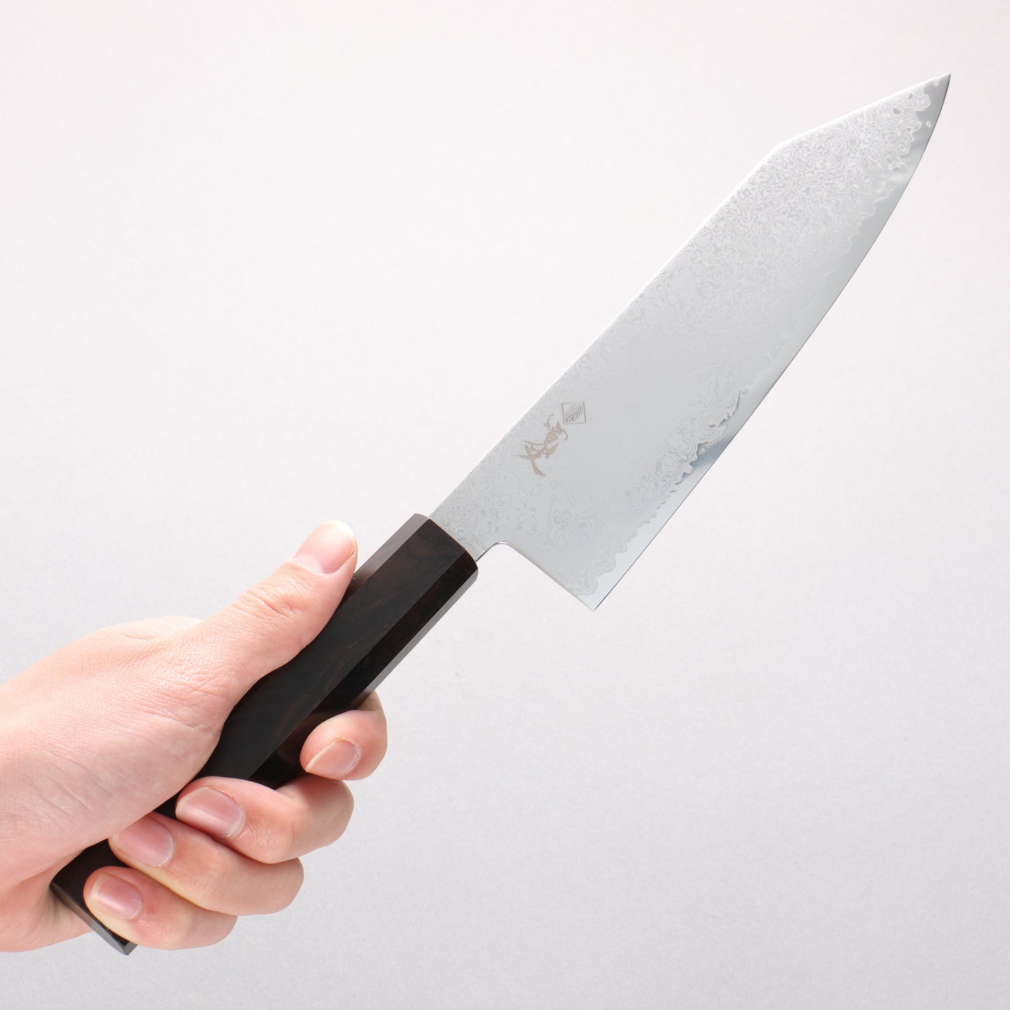寛丈 V金10号 ダマスカス 切付三徳包丁 180mm 黒檀柄 - 清助刃物