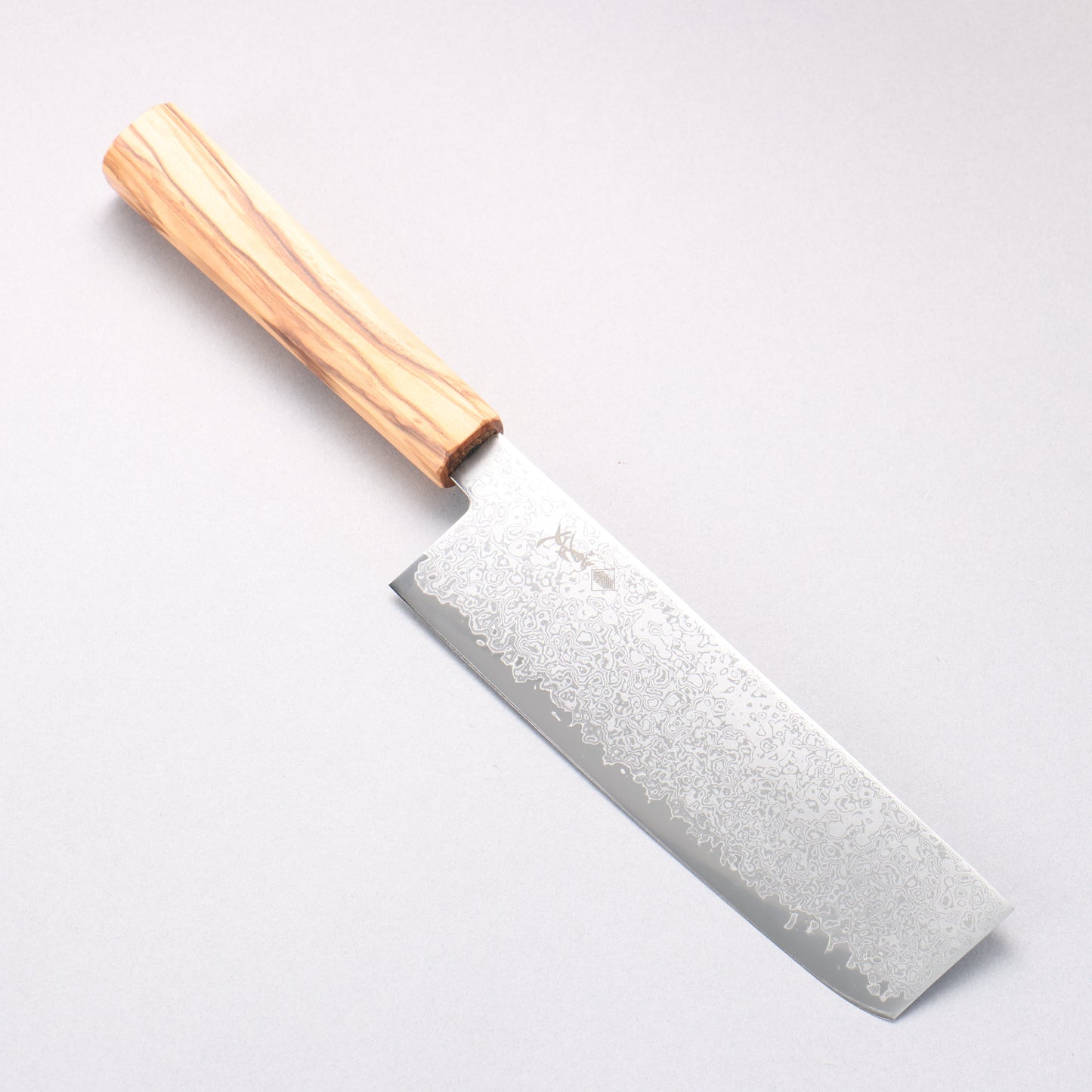 寛丈 V金10号 ダマスカス 菜切包丁 175mm オリーブの木柄 - 清助刃物