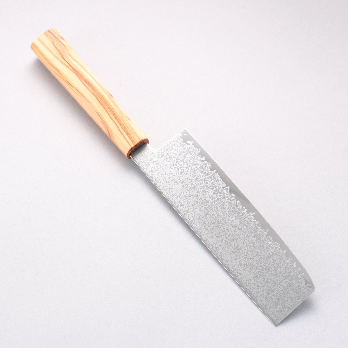 寛丈 V金10号 ダマスカス 菜切包丁 175mm オリーブの木柄 - 清助刃物