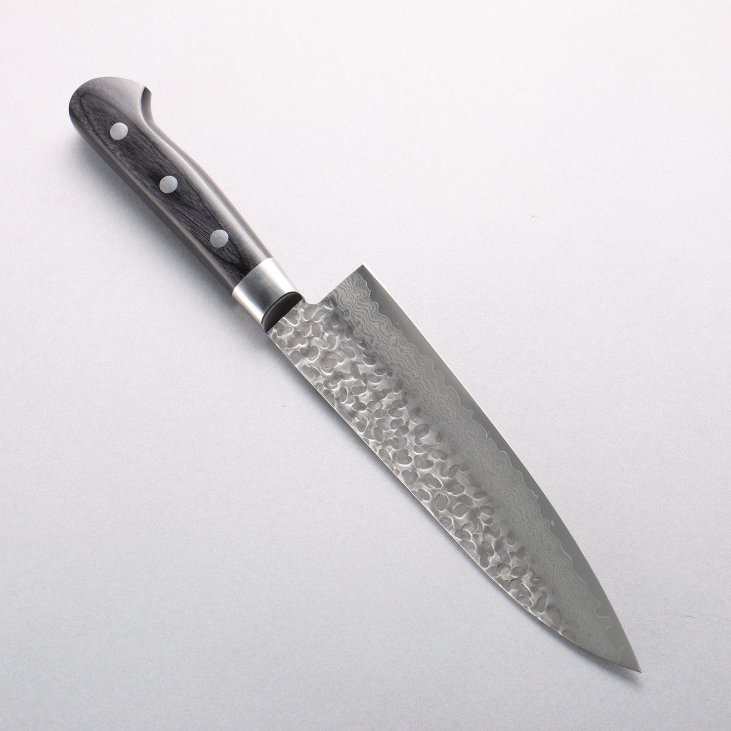 堺 孝行 V金10号 鎚目 ダマスカス 17層 牛刀包丁 180mm 黒合板柄 - 清助刃物