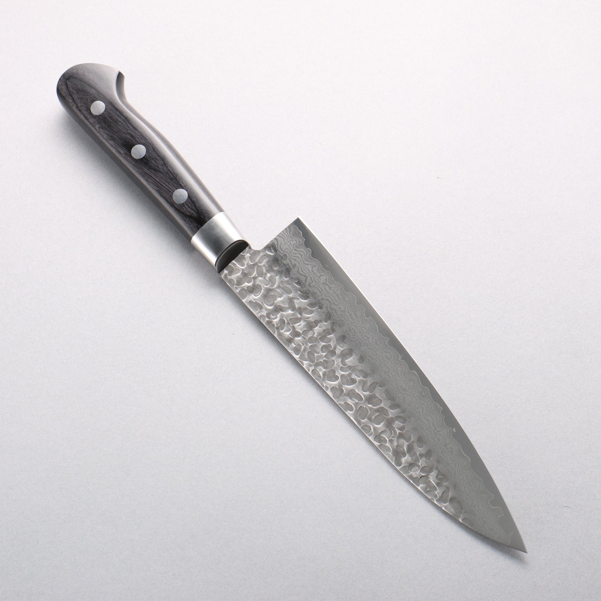 堺 孝行 V金10号 鎚目 ダマスカス 17層 牛刀包丁 180mm 黒合板柄 - 清助刃物