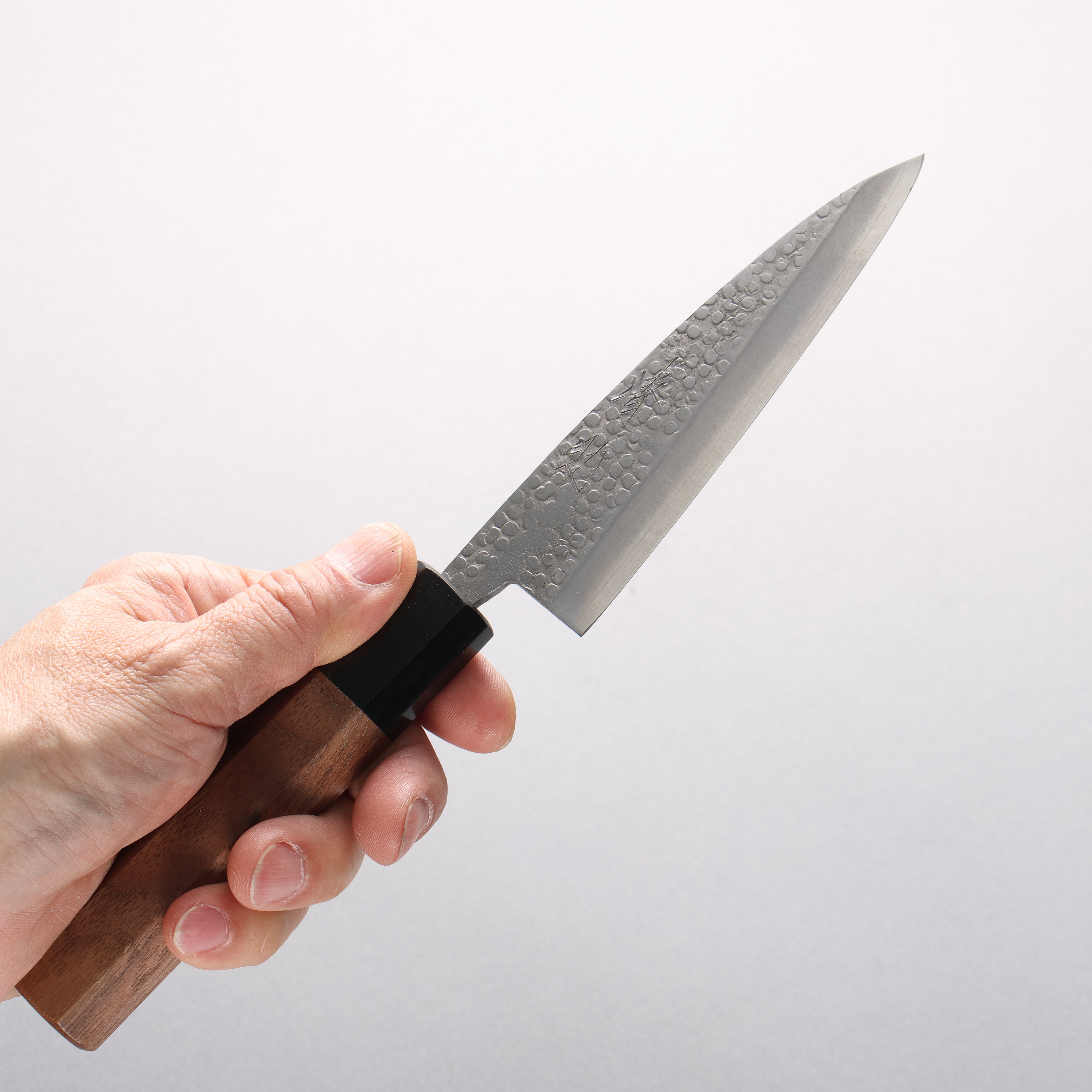 清助 銀三鋼 鎚目(丸) ペティーナイフ 120mm ウォルナット柄