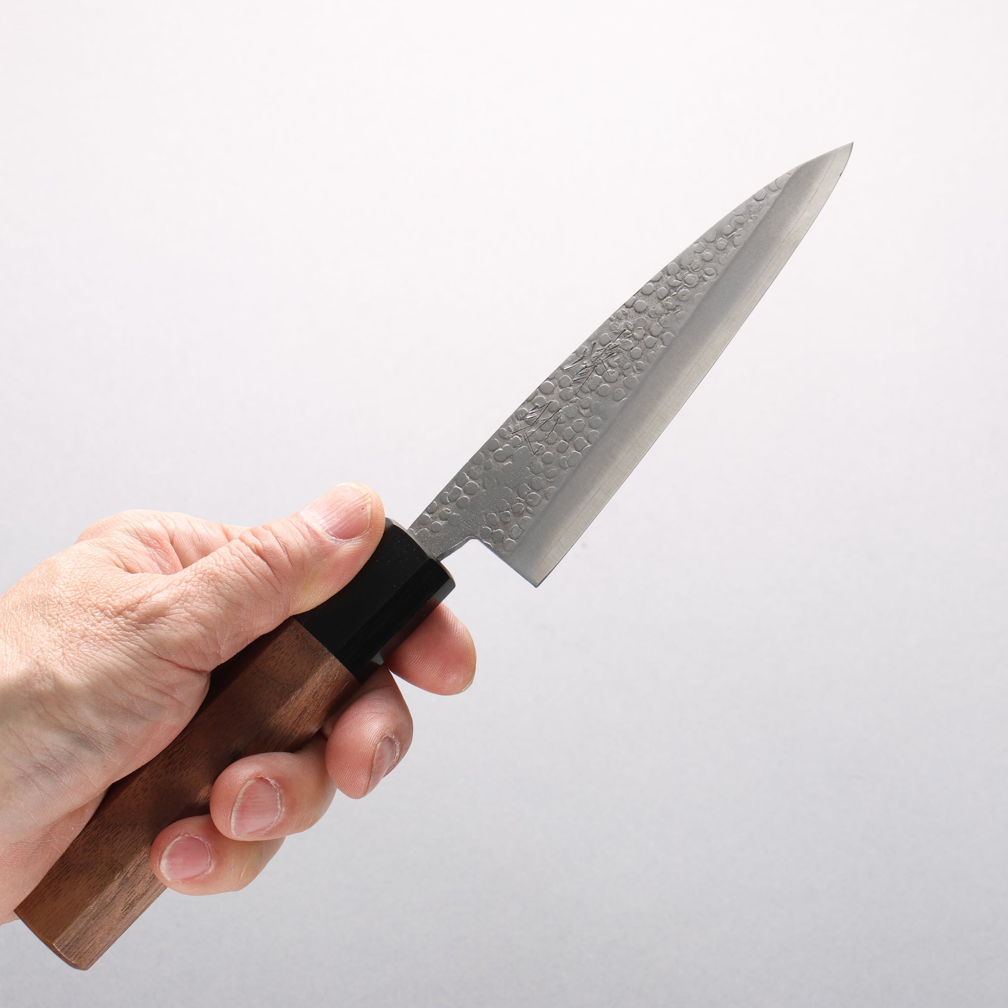 清助 銀三鋼 鎚目(丸) ペティーナイフ 120mm ウォルナット柄