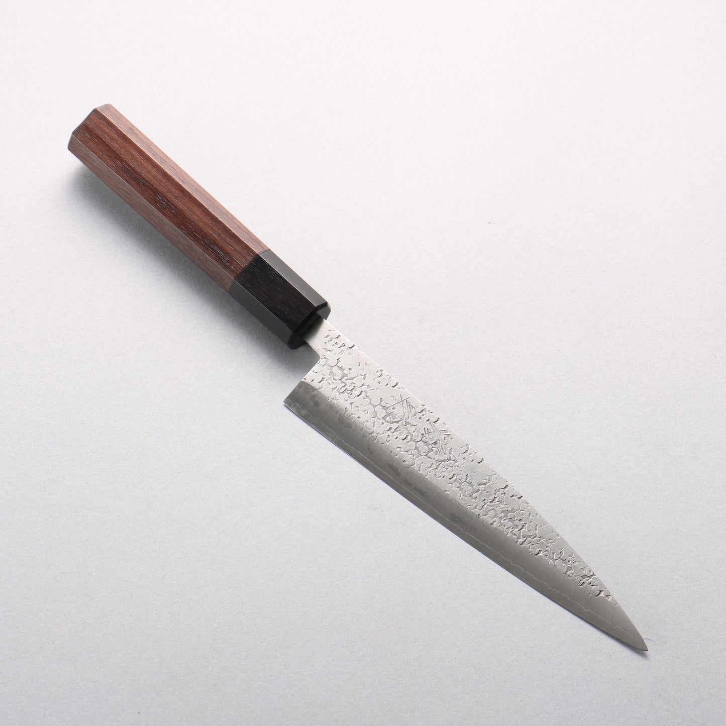 清助 銀三鋼 鎚目(丸) ペティーナイフ 150mm 紫檀 (口輪：黒合板)柄 - 清助刃物