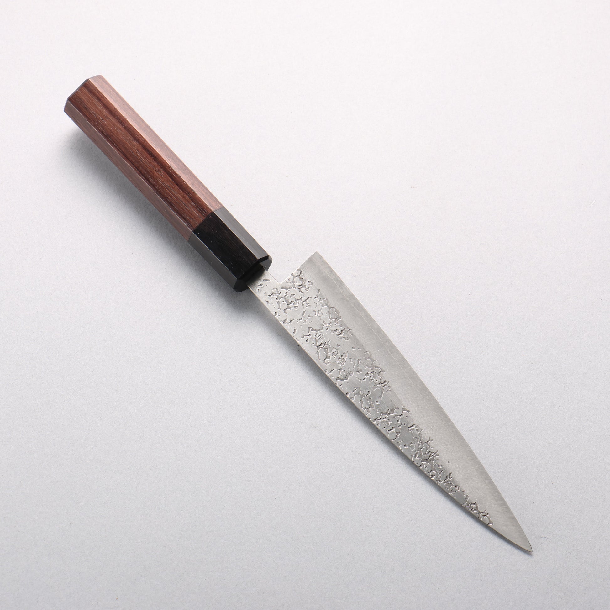 清助 銀三鋼 鎚目(丸) ペティーナイフ 150mm 紫檀 (口輪：黒合板)柄 - 清助刃物
