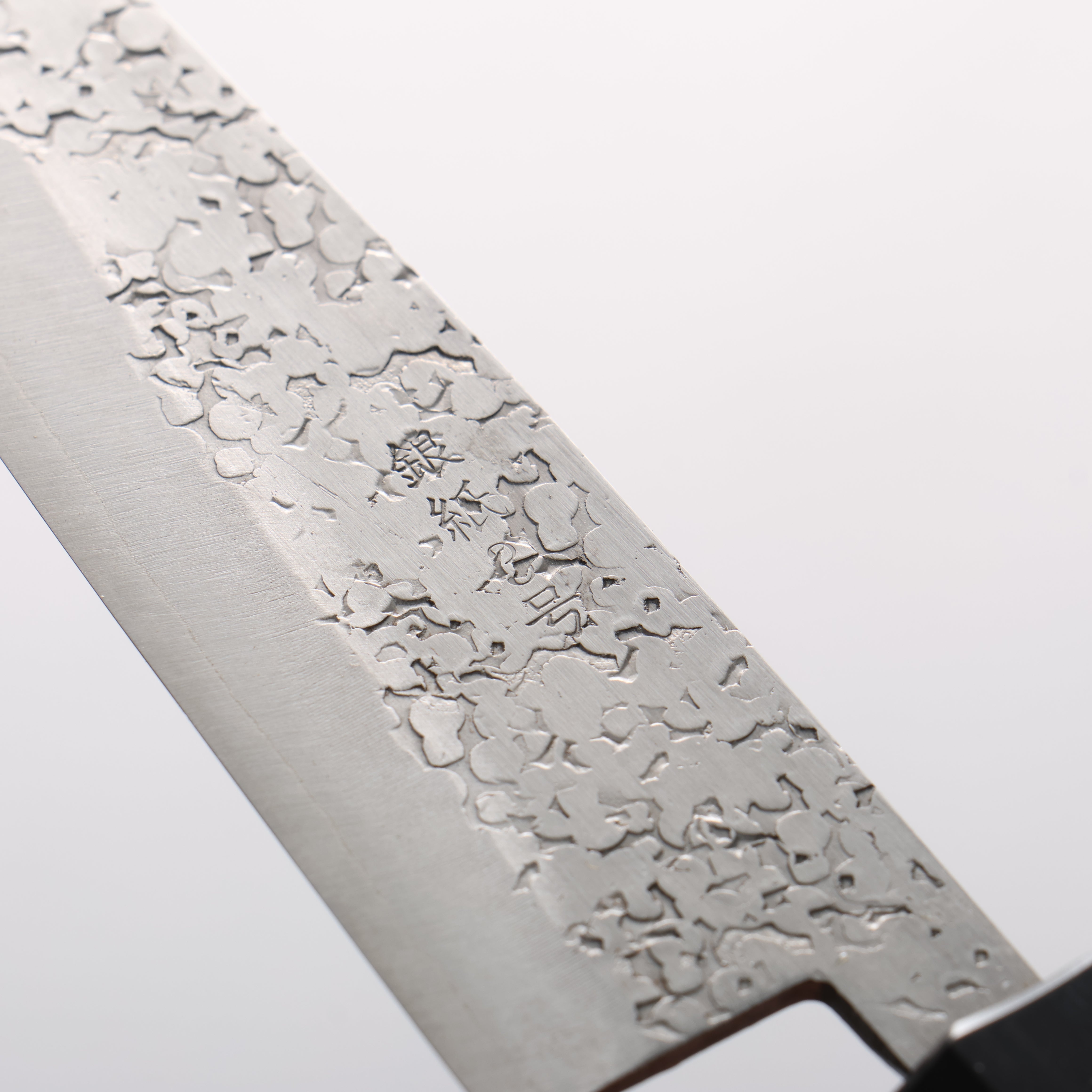 清助 銀三鋼 鎚目(丸) ペティーナイフ 150mm 紫檀 (口輪：黒合板)柄