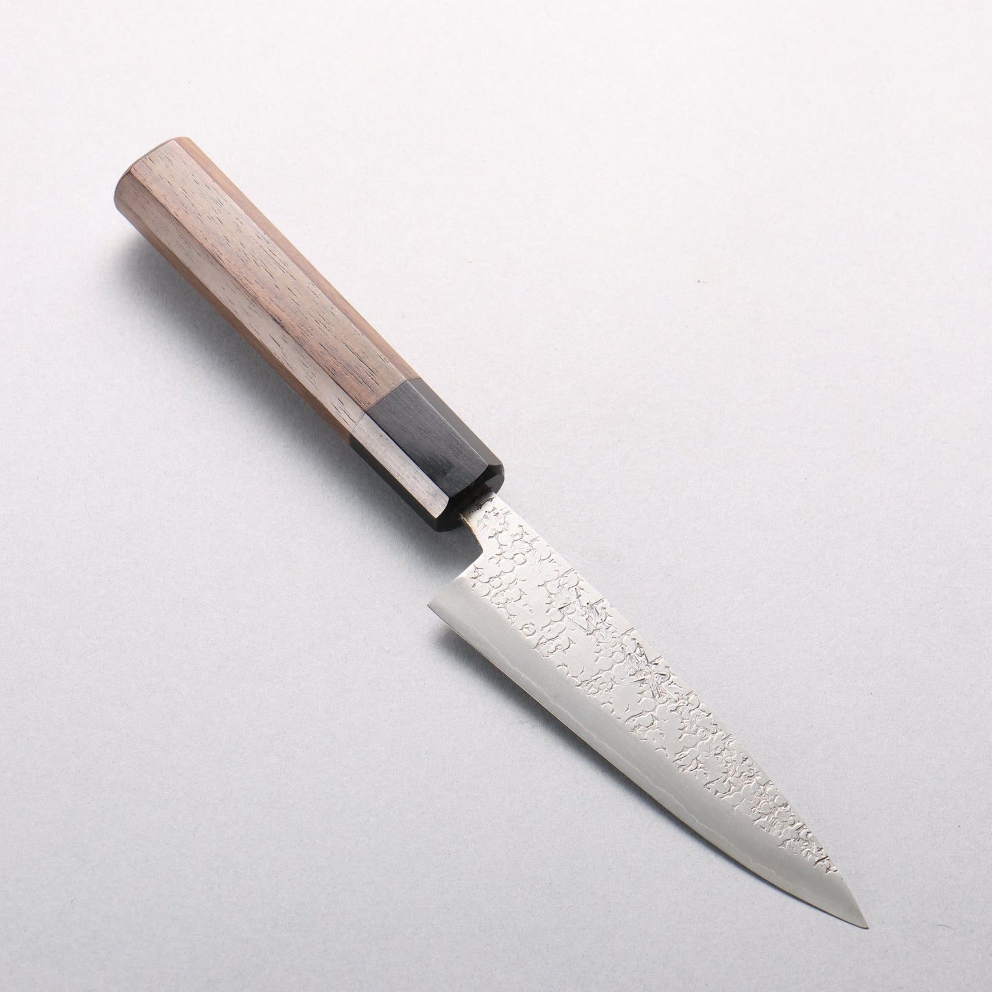 清助 銀三鋼 鎚目(丸) ペティーナイフ 120mm 紫檀 (口輪：黒合板)柄 - 清助刃物