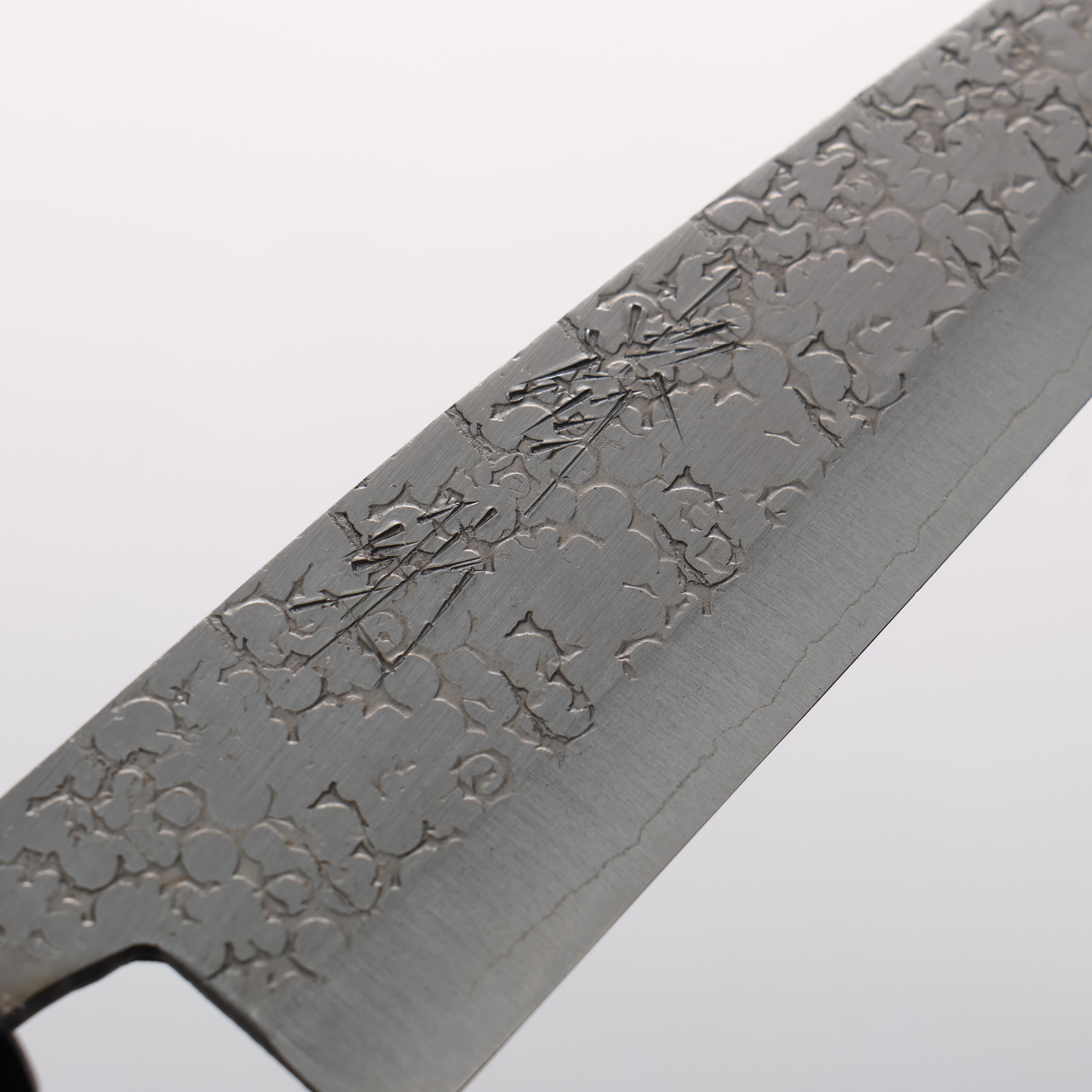 清助 銀三鋼 鎚目(丸) ペティーナイフ 120mm 紫檀 (口輪：黒合板)柄