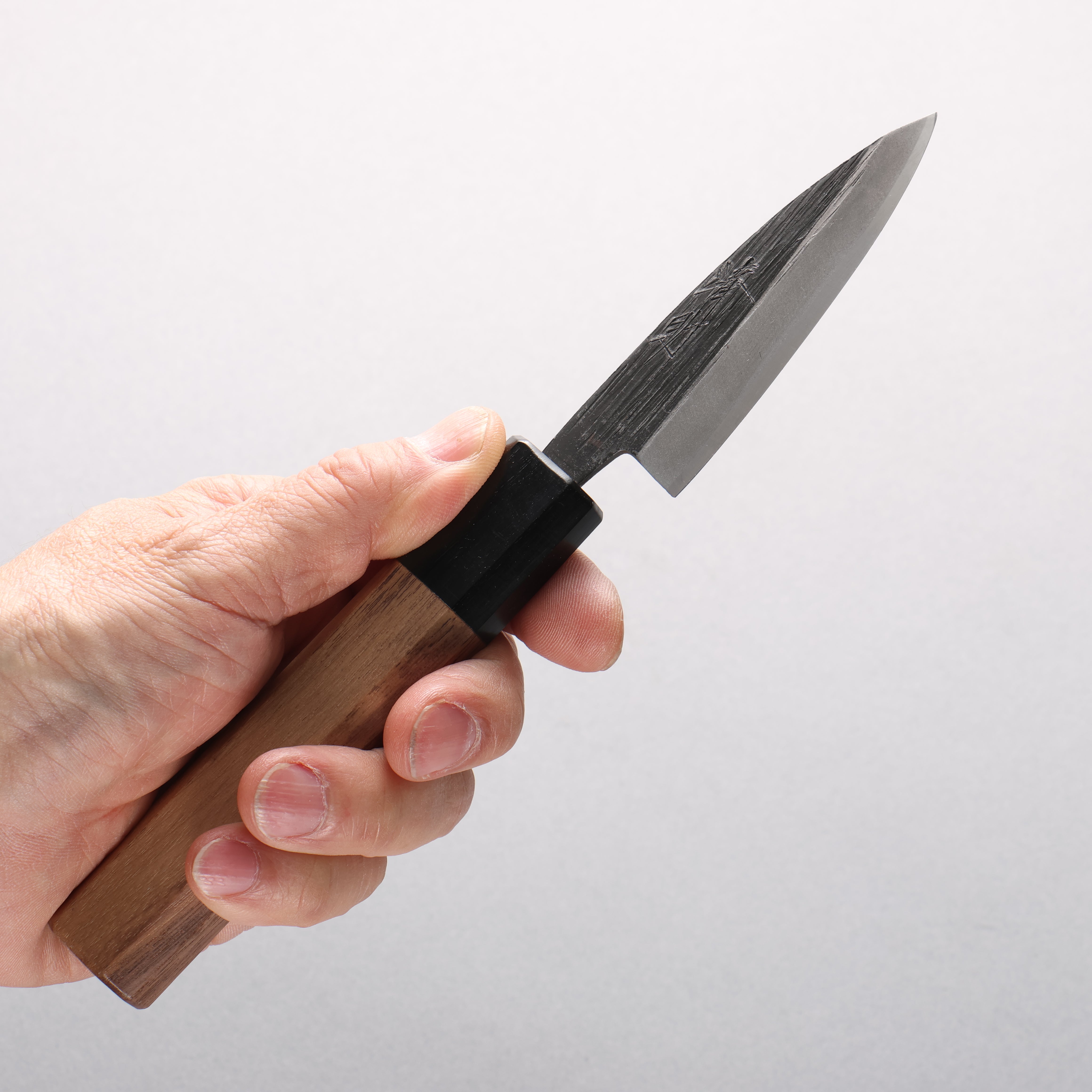 清助 青ニ鋼 黒仕上げ 鯵切り包丁 75mm ウォルナット柄