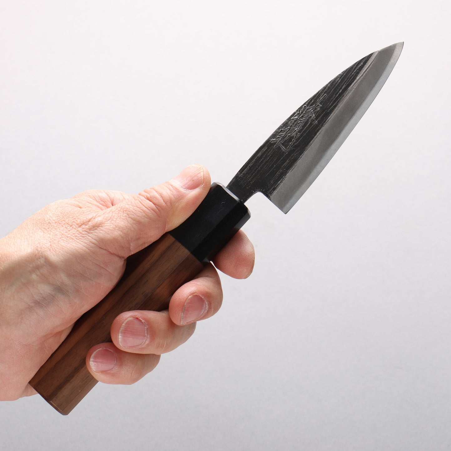 清助 青ニ鋼 黒仕上げ 鯵切り包丁 90mm ウォルナット柄 - 清助刃物