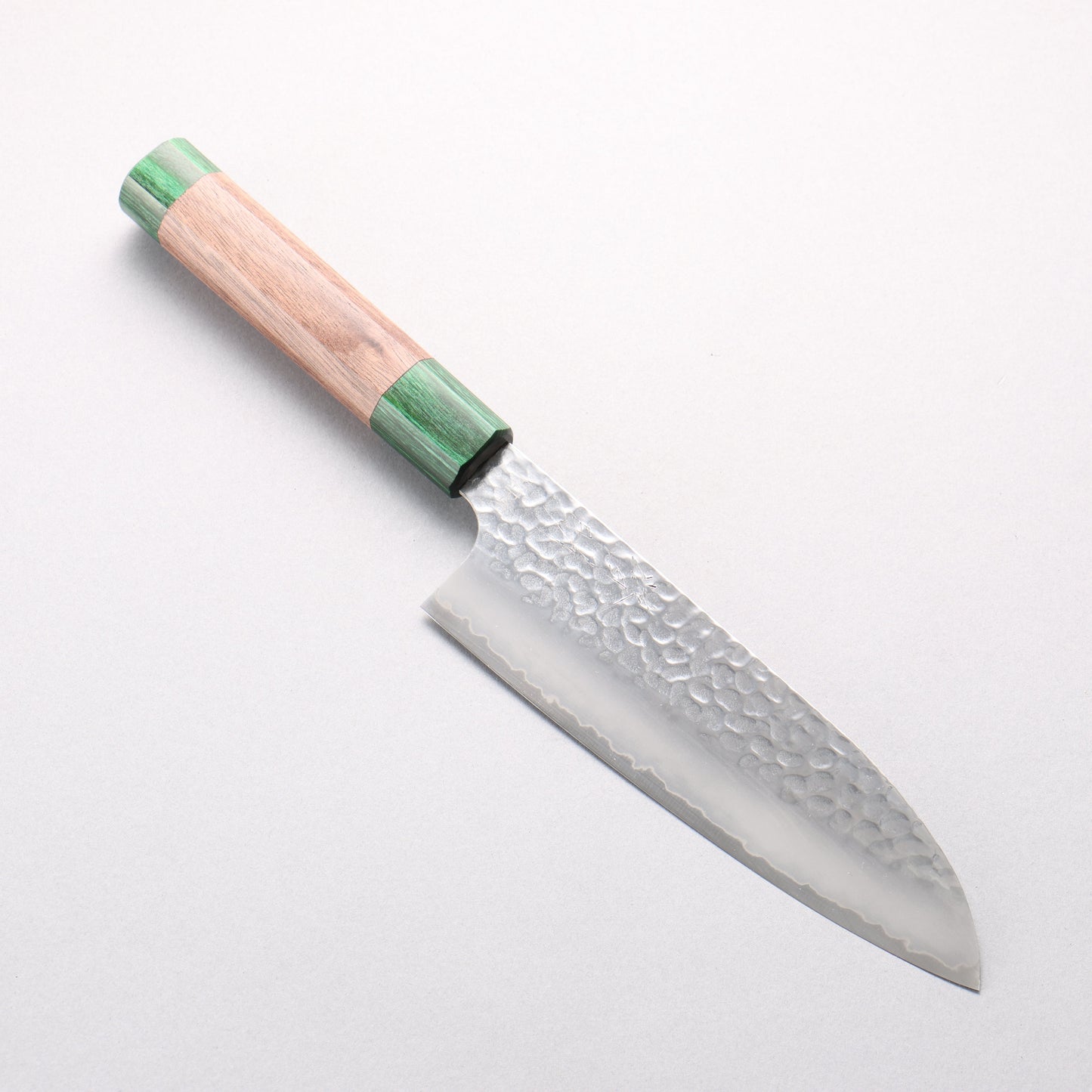 清助 HAP40 鎚目 三徳包丁 170mm ウォルナット (両側緑口輪)柄 - 清助刃物
