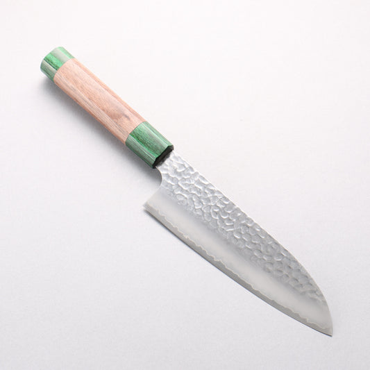 清助 HAP40 鎚目 三徳包丁 170mm ウォルナット (両側緑口輪)柄 - 清助刃物