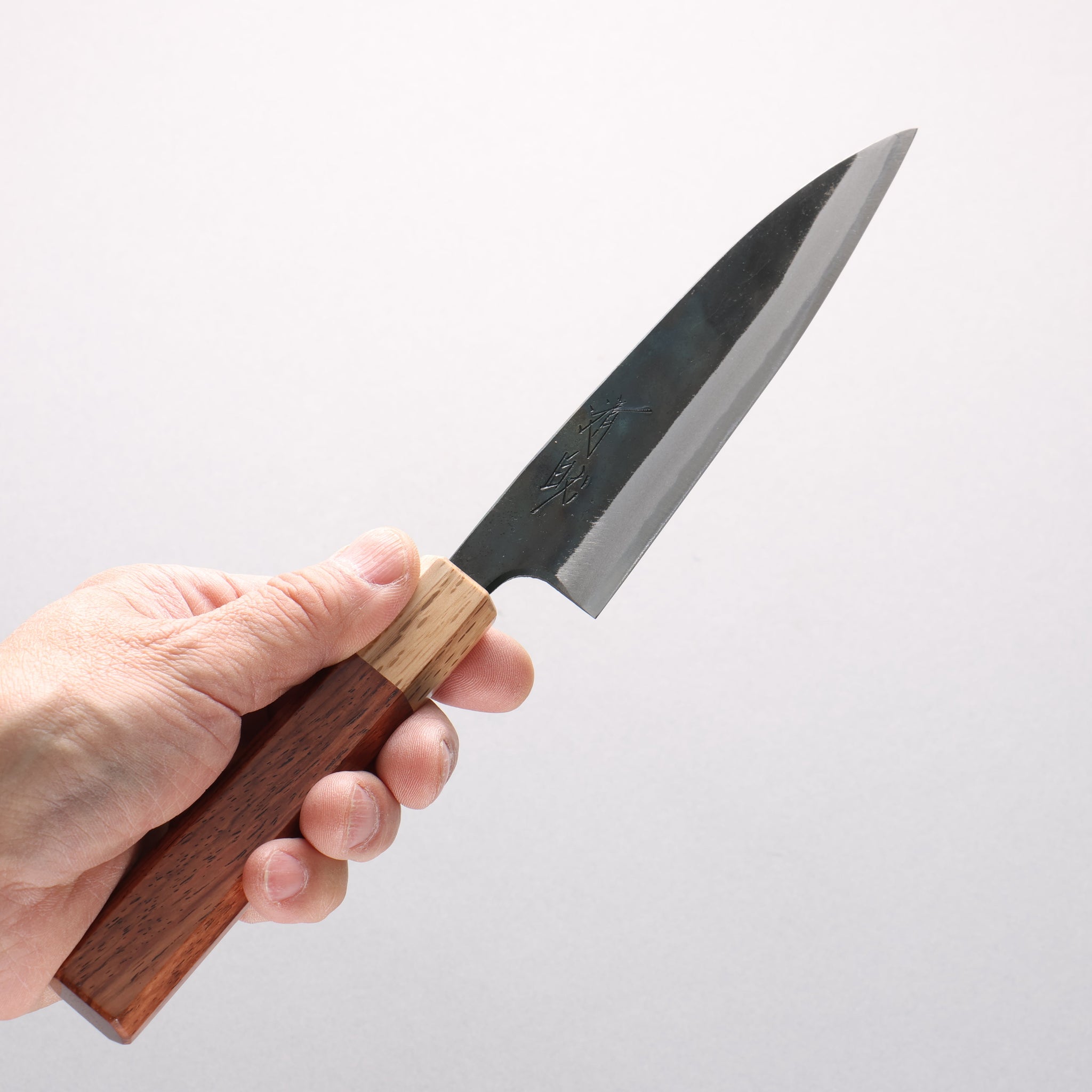 清助 青一鋼 黒仕上げ ペティーナイフ 135mm 紫檀 (口輪：樫)柄 - 清助刃物