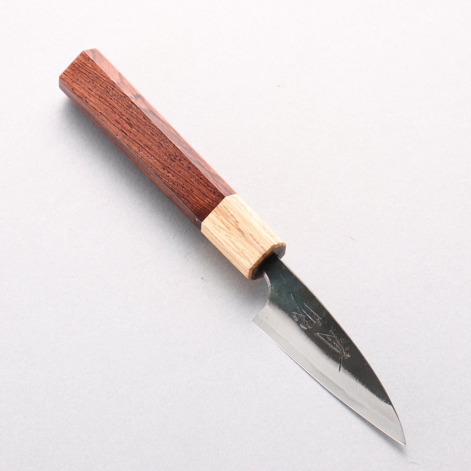 清助 青一鋼 黒仕上げ パーリングナイフ 75mm 紫檀 (口輪：樫)柄 - 清助刃物