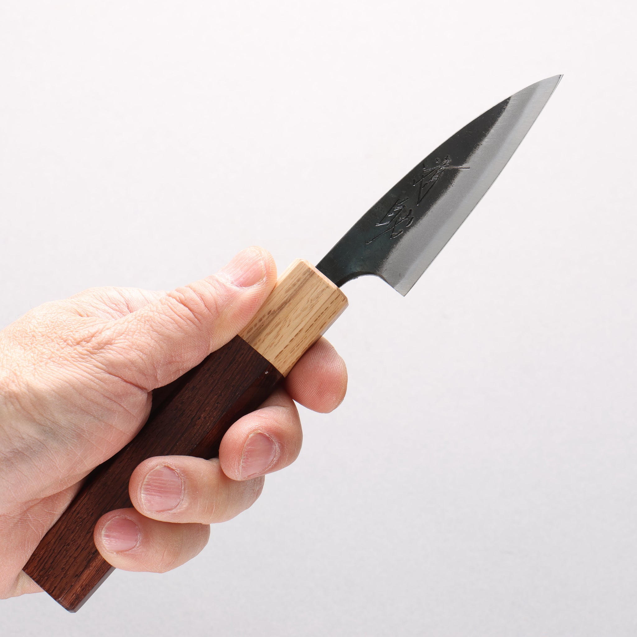 清助 青一鋼 黒仕上げ パーリングナイフ 75mm 紫檀 (口輪：樫)柄 - 清助刃物