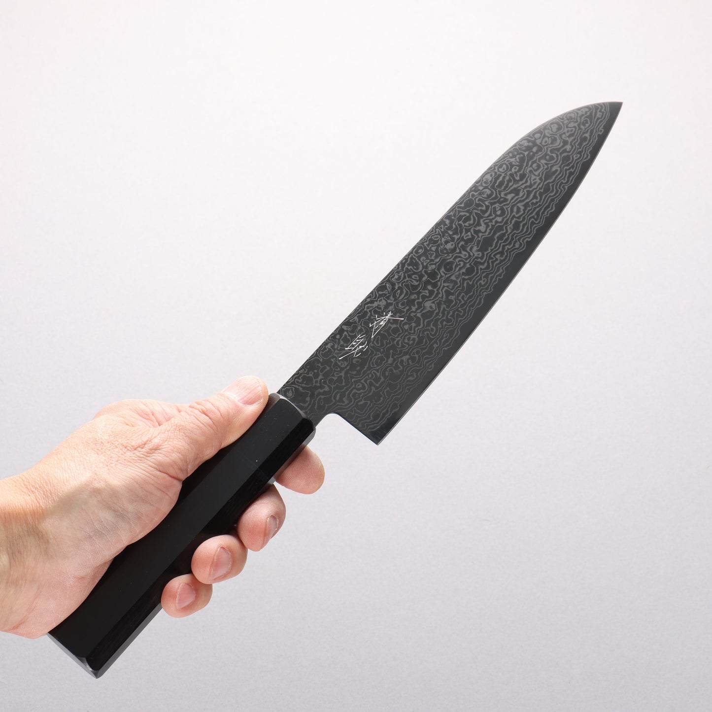 清助 SG2 黒ダマスカス 三徳包丁 180mm 黒合板柄 - 清助刃物