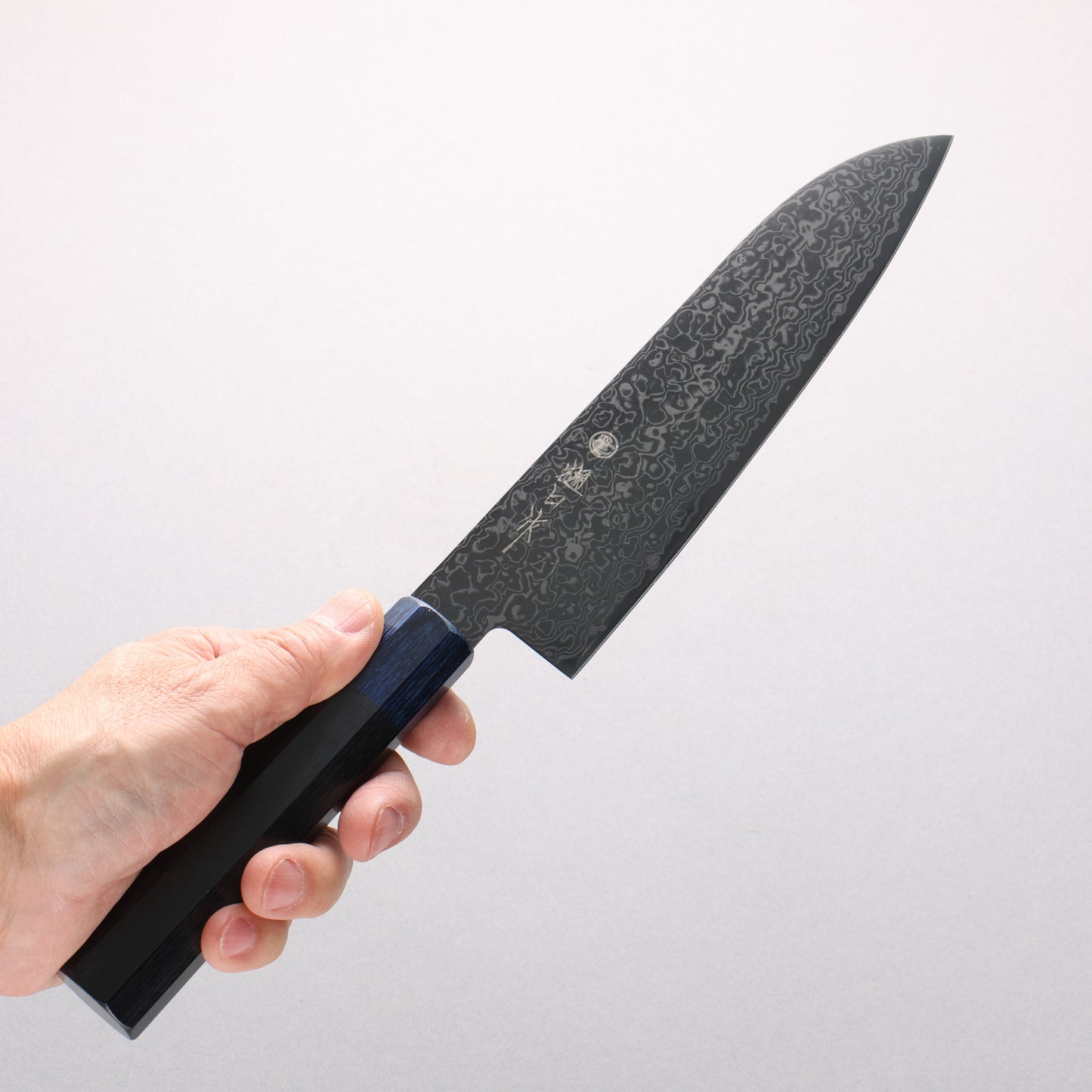 清助 SG2 黒ダマスカス 三徳包丁 180mm 黒合板(口輪：紺合板)柄 - 清助刃物