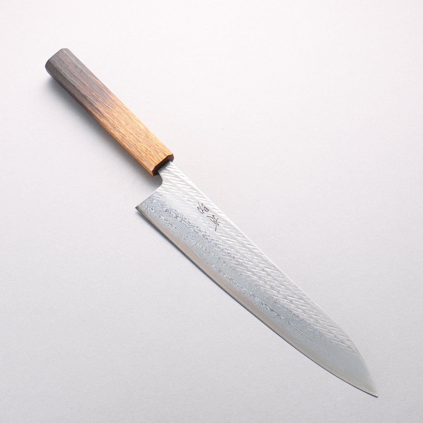 清助 AUS10 ダマスカス 縄目 牛刀包丁 240mm 樫焼柄 - 清助刃物