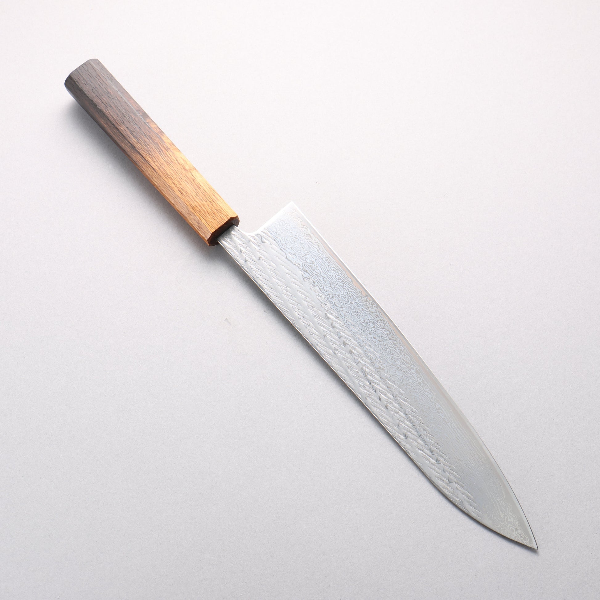 清助 AUS10 ダマスカス 縄目 牛刀包丁 240mm 樫焼柄 - 清助刃物