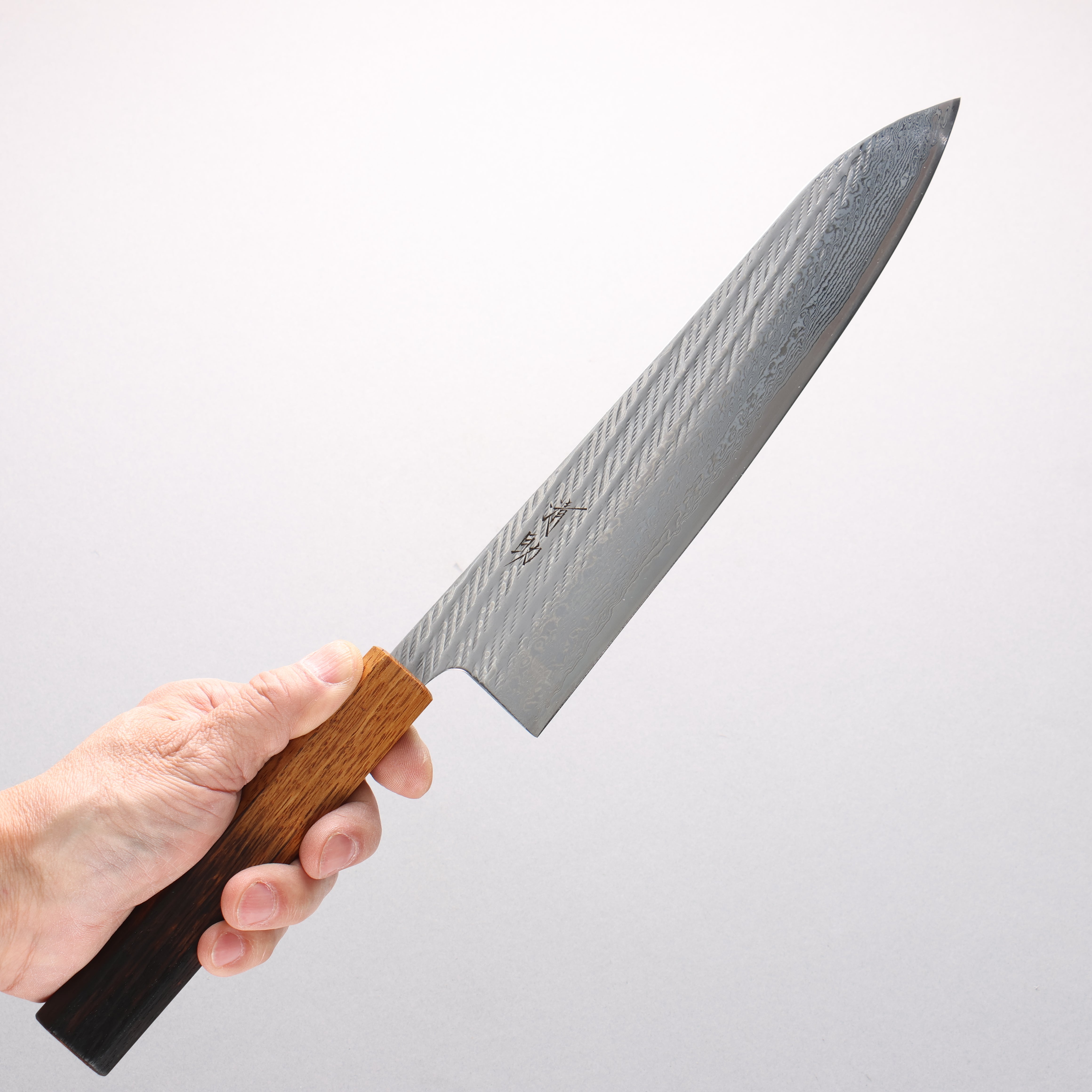 清助 AUS10 ダマスカス 縄目 牛刀包丁 240mm 樫焼柄