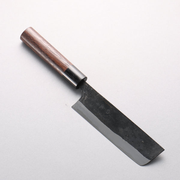 鬼尋 白一鋼 黒仕上げ 菜切包丁 140mm 紫檀 (口輪：黒合板)柄 鬼尋 白一鋼 黒仕上げ 菜切包丁 140mm 紫檀 (口輪：黒合板)柄 – 清助