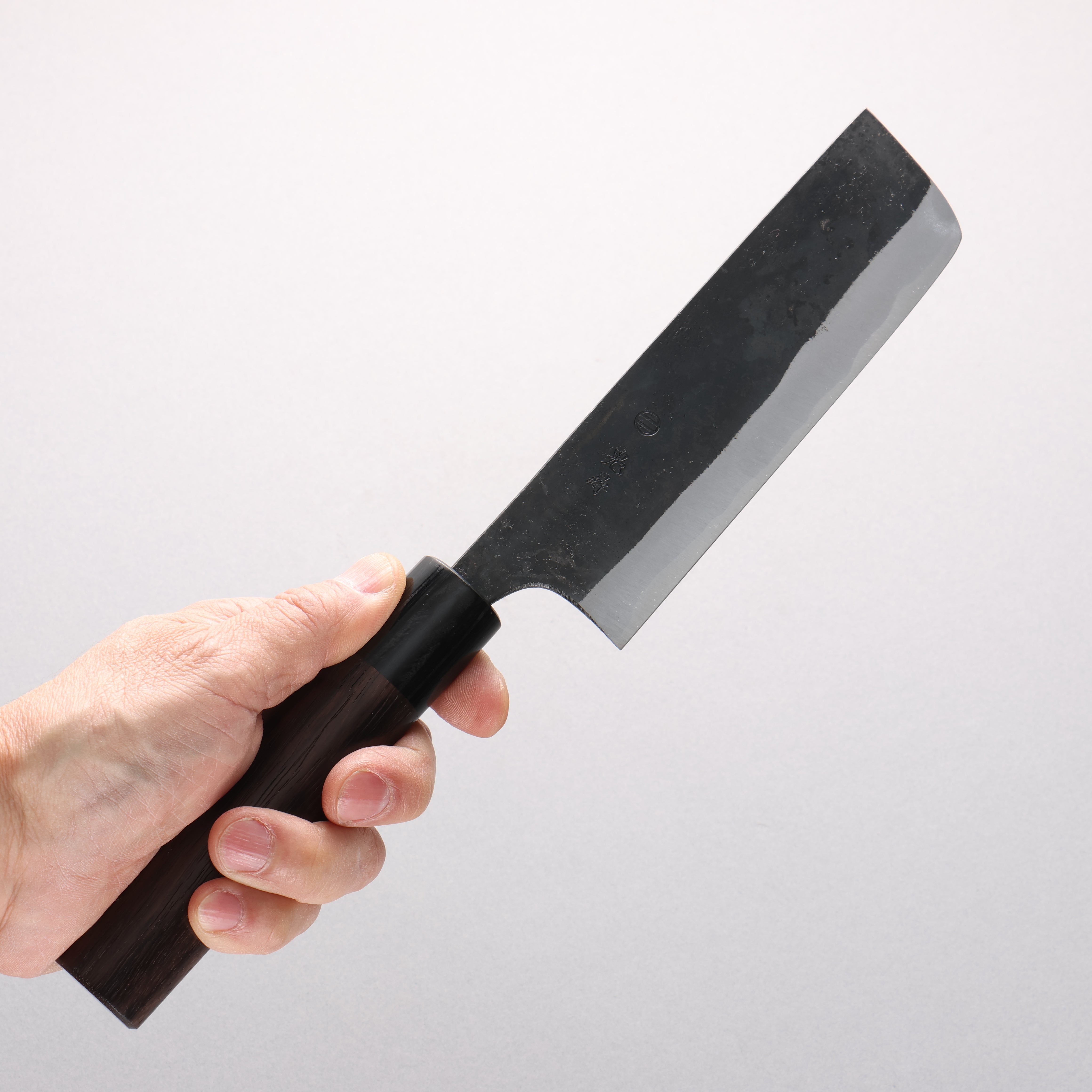 鬼尋 白一鋼 黒仕上げ 菜切包丁 140mm 紫檀 (口輪：黒合板)柄