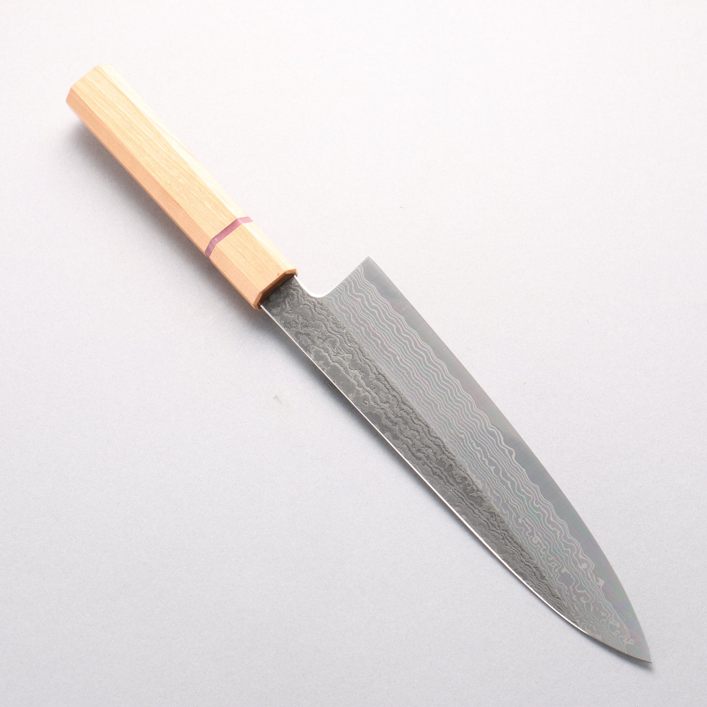 明神直人 SG2 ダマスカス 梨地 牛刀包丁 210mm 桜（ピンクリング）柄 - 清助刃物