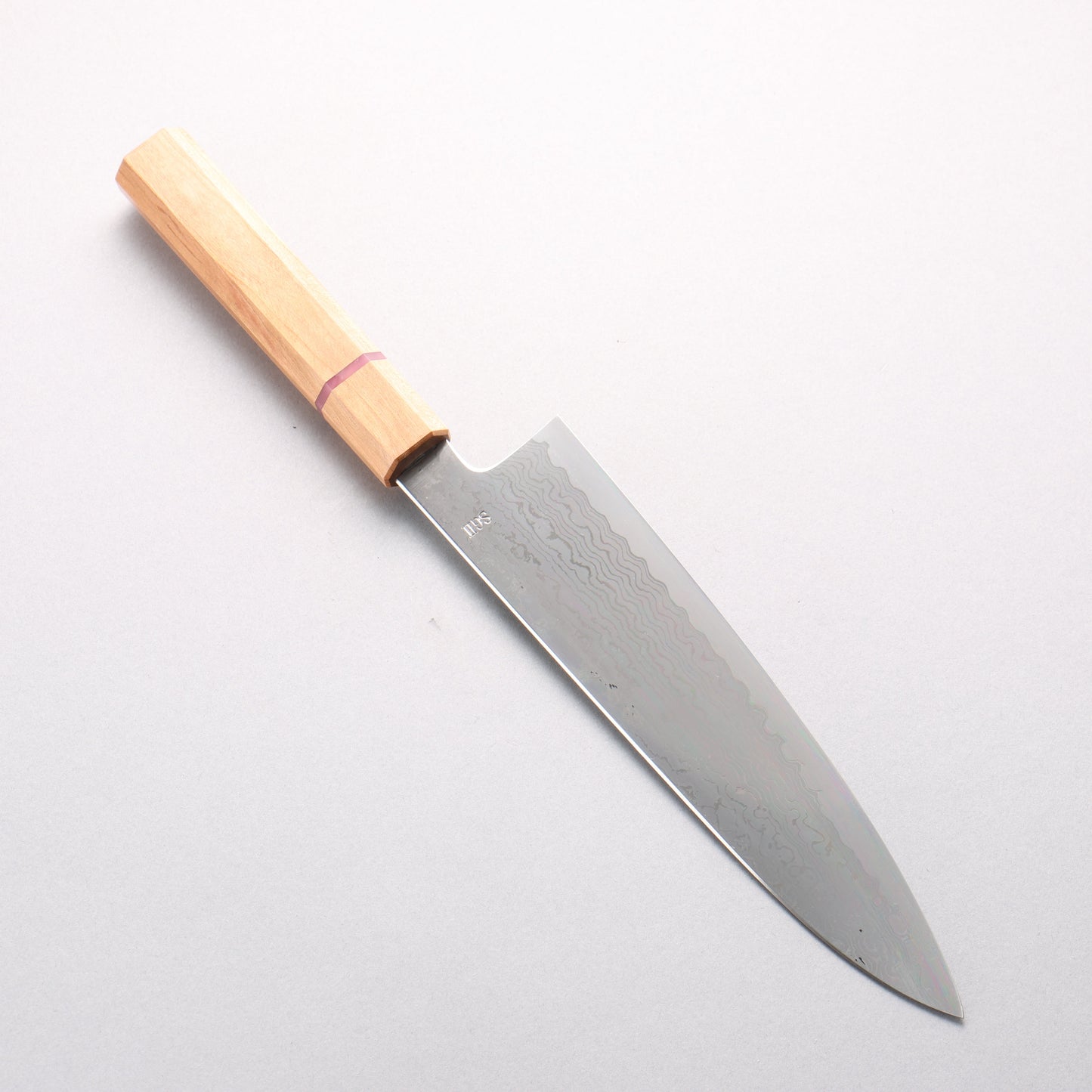 明神直人 SG2 ダマスカス 牛刀包丁 210mm 桜（ピンクリング）柄 - 清助刃物
