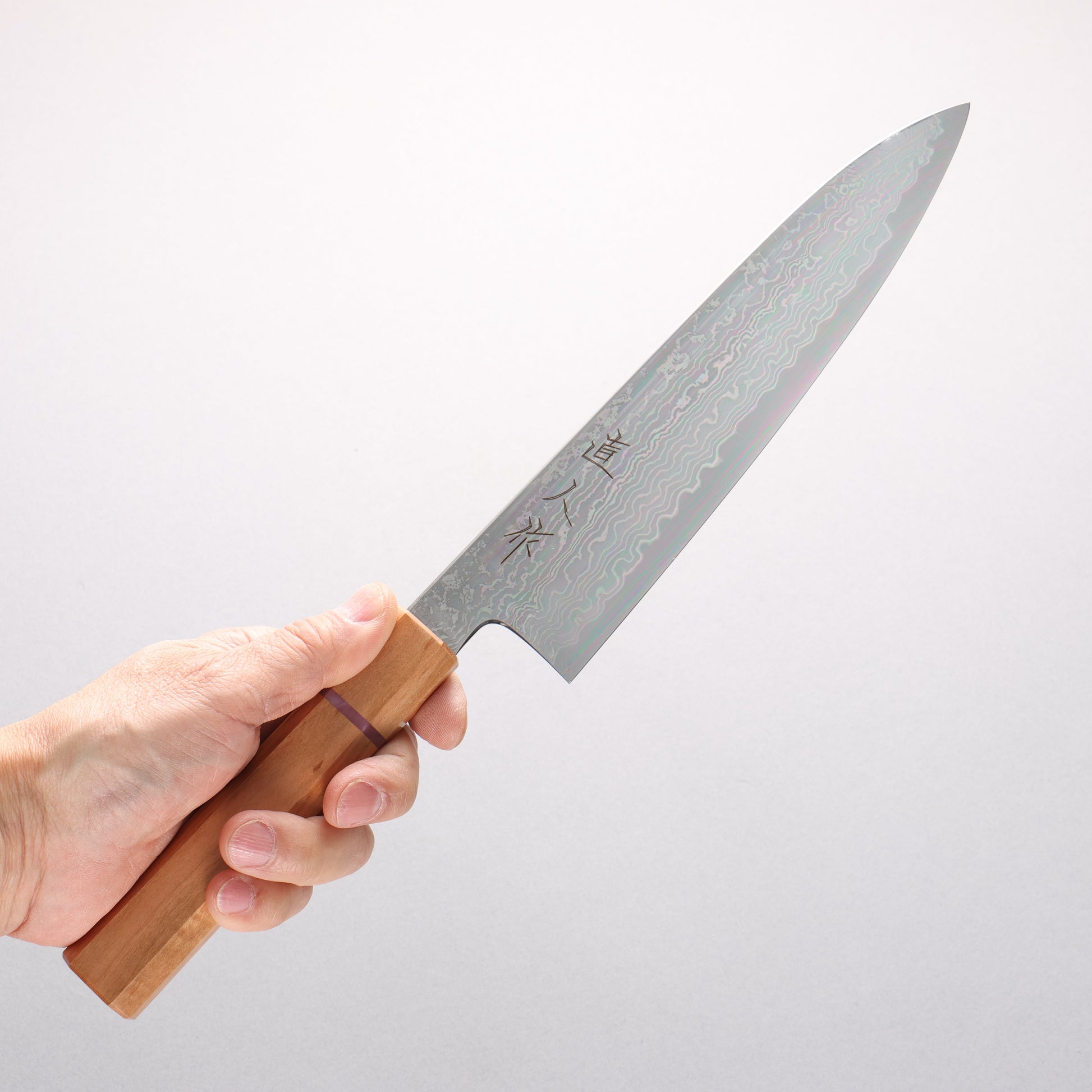 明神直人 SG2 ダマスカス 牛刀包丁 210mm 桜（ピンクリング）柄 - 清助刃物