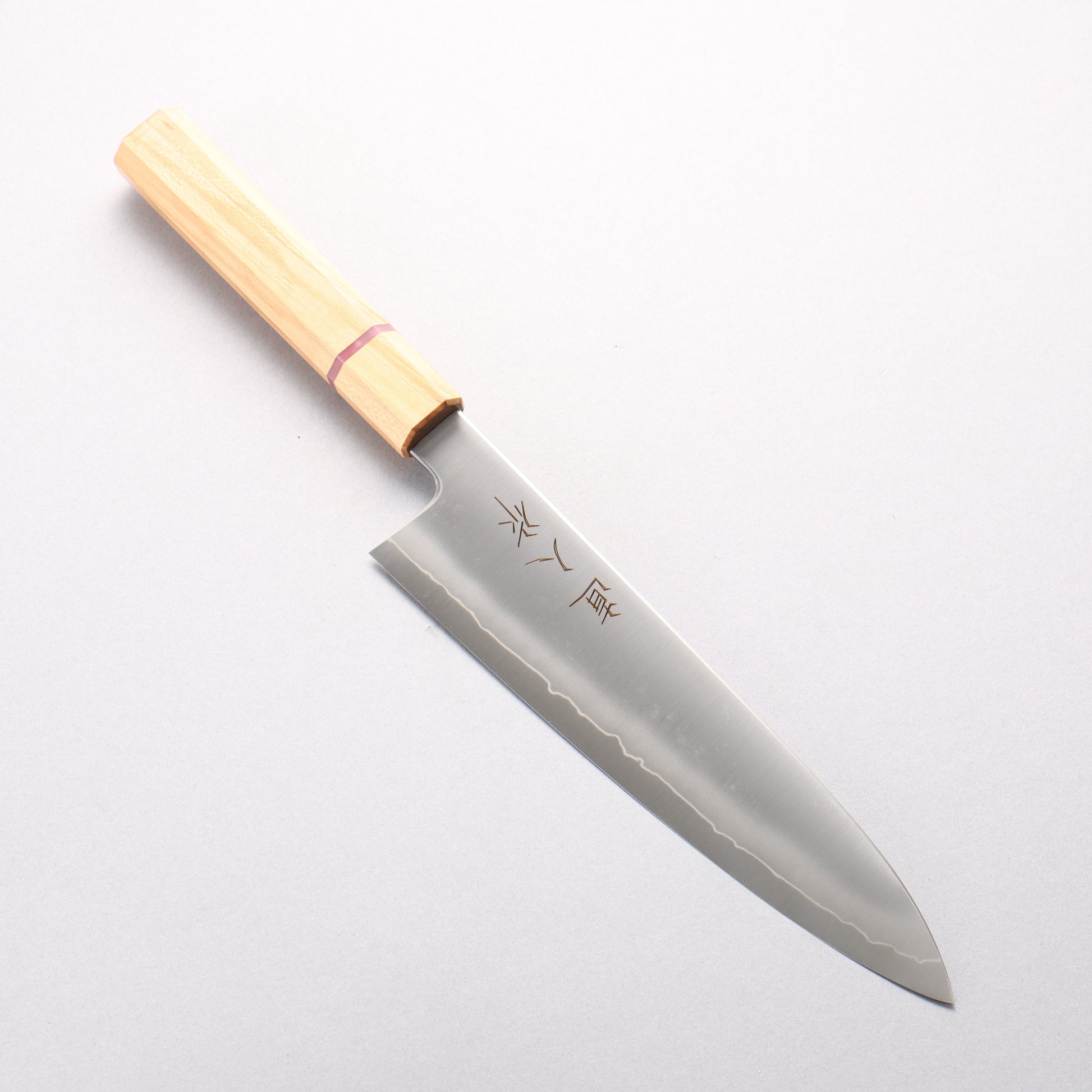 明神直人 コバルトスペシャル鋼 牛刀包丁 210mm 桜（ピンクリング）柄 - 清助刃物
