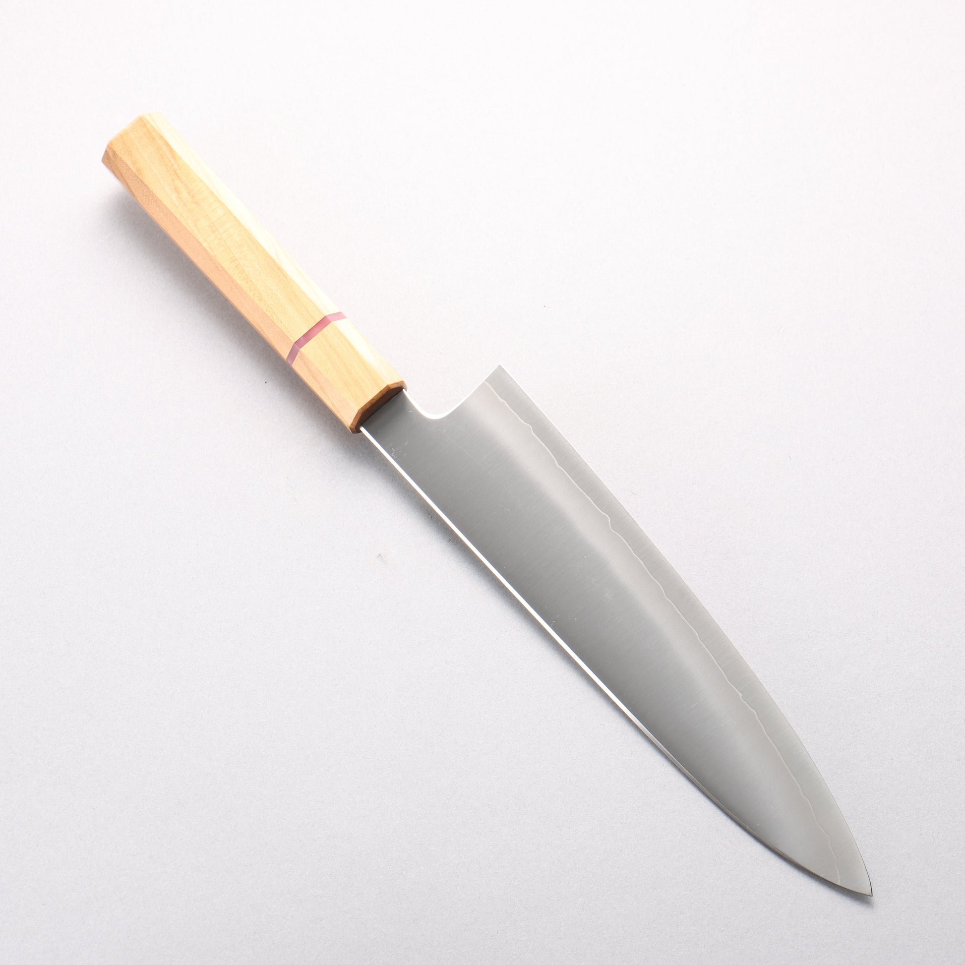明神直人 コバルトスペシャル鋼 牛刀包丁 210mm 桜（ピンクリング）柄 - 清助刃物