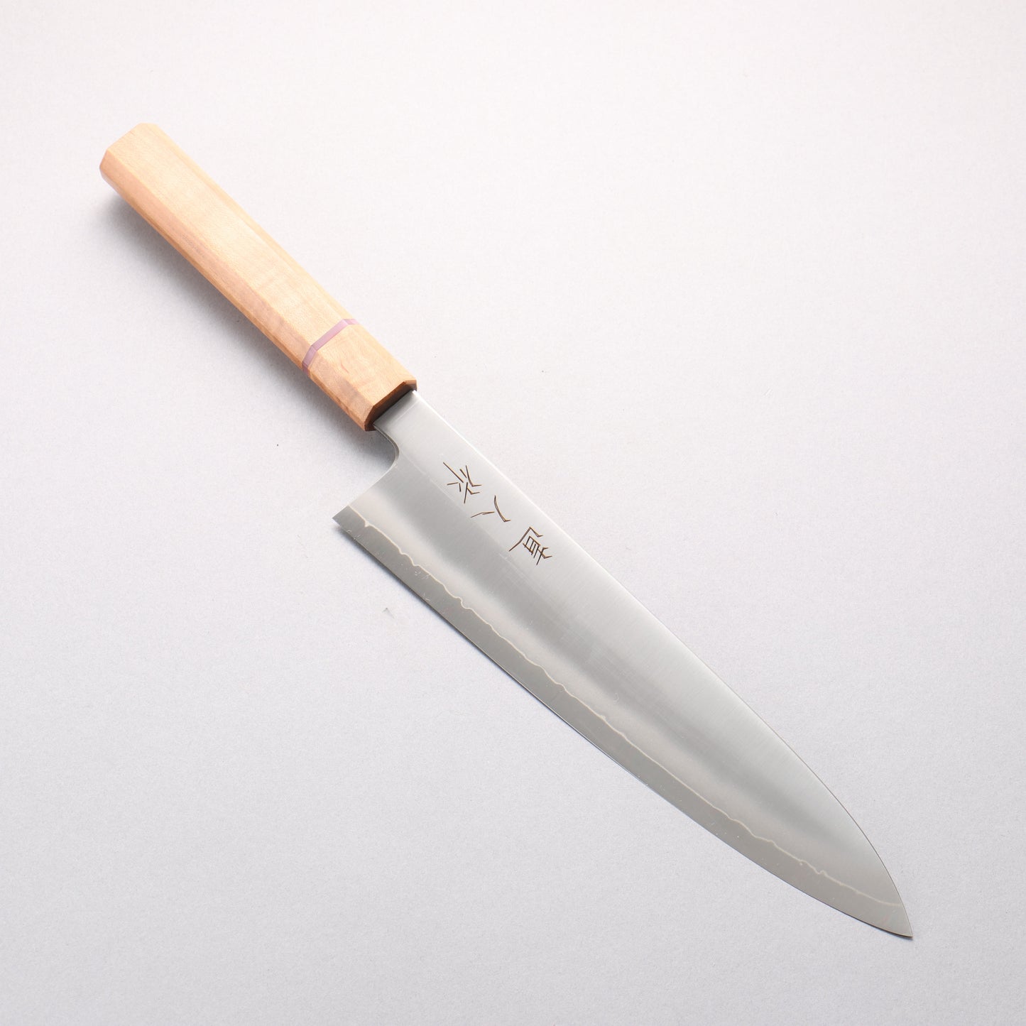 明神直人 コバルトスペシャル鋼 牛刀包丁 240mm 桜（ピンクリング）柄 - 清助刃物