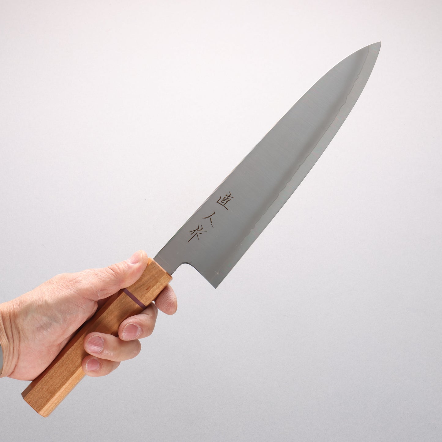 明神直人 コバルトスペシャル鋼 牛刀包丁 240mm 桜（ピンクリング）柄 - 清助刃物