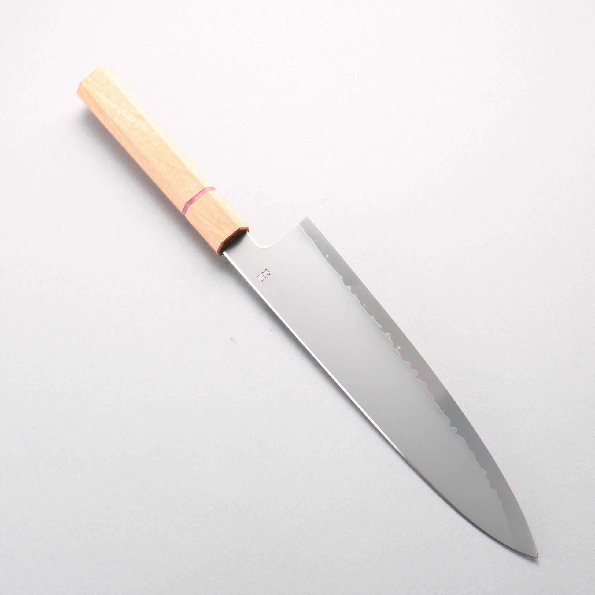 明神直人 SG2 霞研 牛刀包丁 240mm 桜（ピンクリング）柄 - 清助刃物