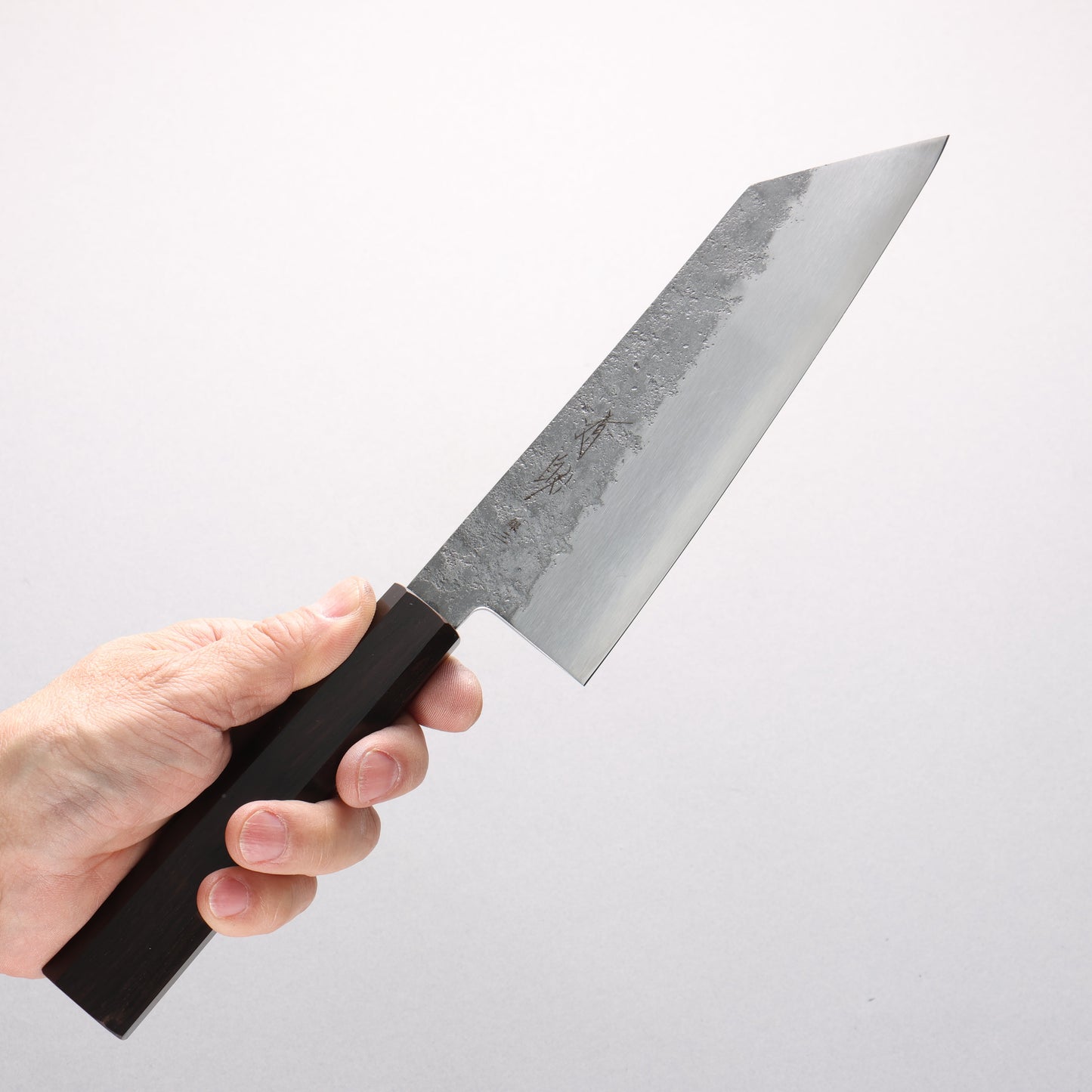 清助 銀三鋼 梨地 切付三徳包丁 180mm 黒檀柄 - 清助刃物
